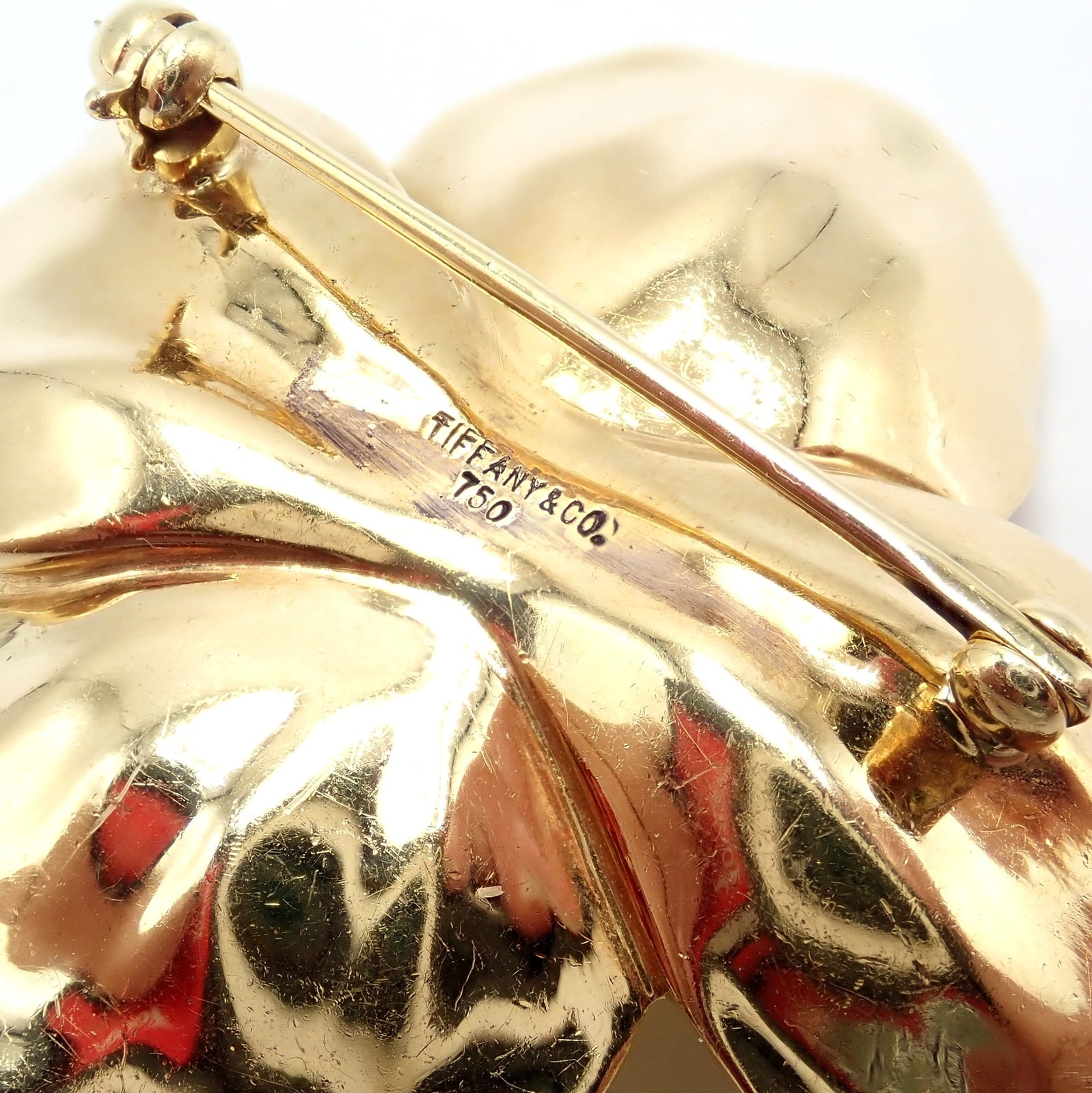 Authentic! Tiffany & Co. 18k Yellow Gold Dogwood Flower Pin Brooch | Fortrove