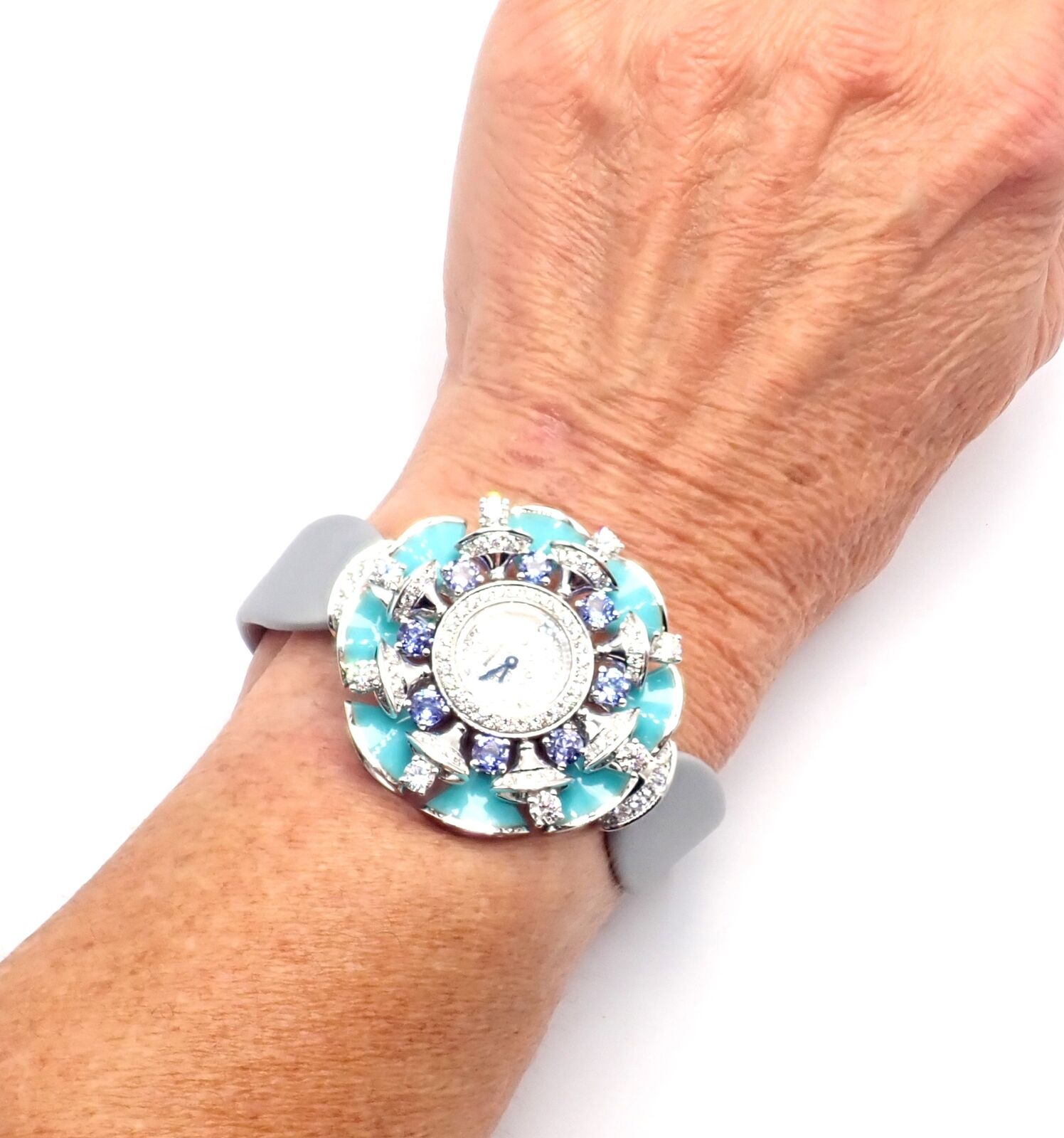 Bulgari Jewelry & Watches:Watches, Parts & Accessories:Watches:Wristwatches Authentic! Bulgari Divas Dream 18k White Gold Diamond Turquoise Tanzanite Watch