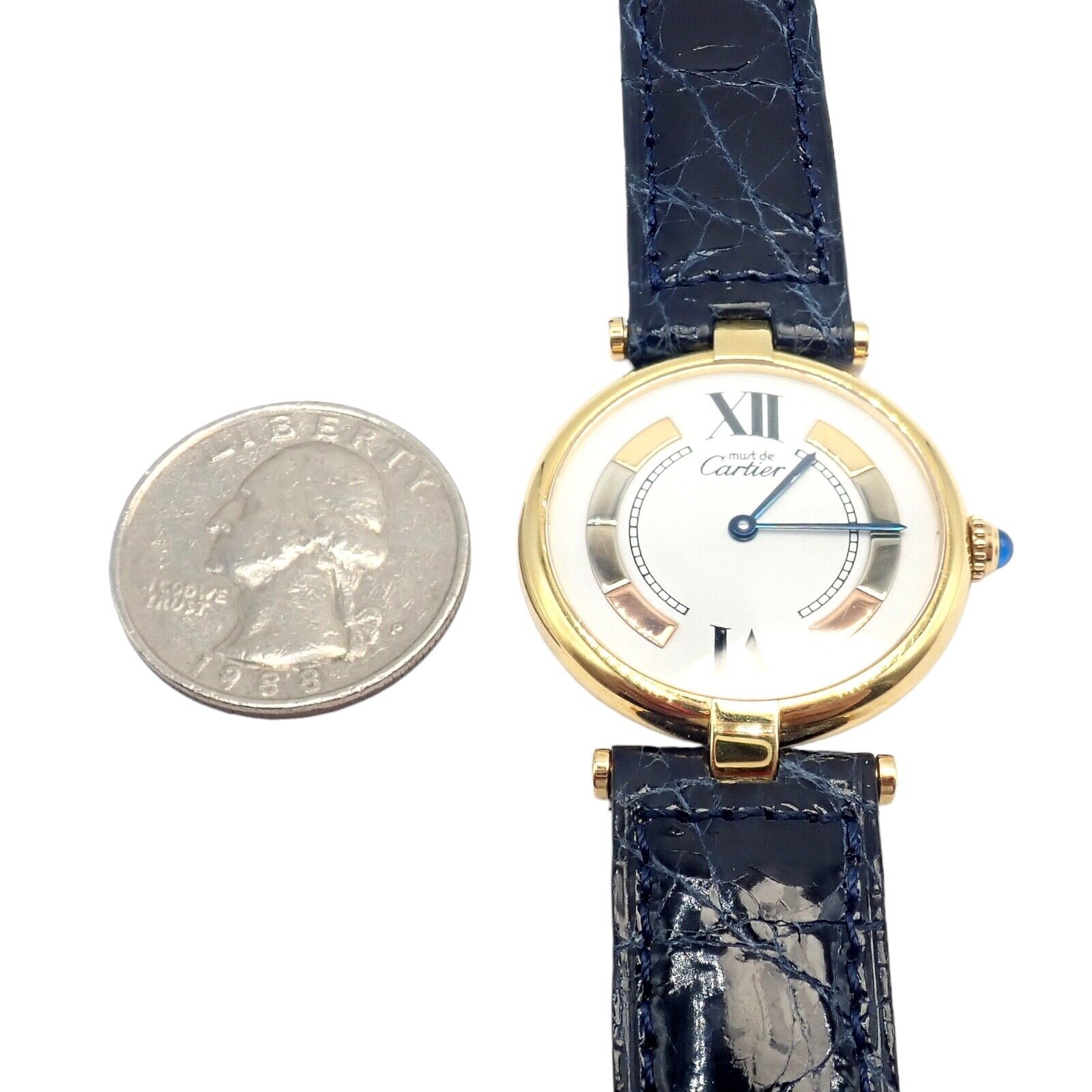 Cartier Jewelry & Watches:Watches, Parts & Accessories:Watches:Wristwatches Cartier Must De Silver 925 Argent Vermeil Ronde Quartz 30mm Watch