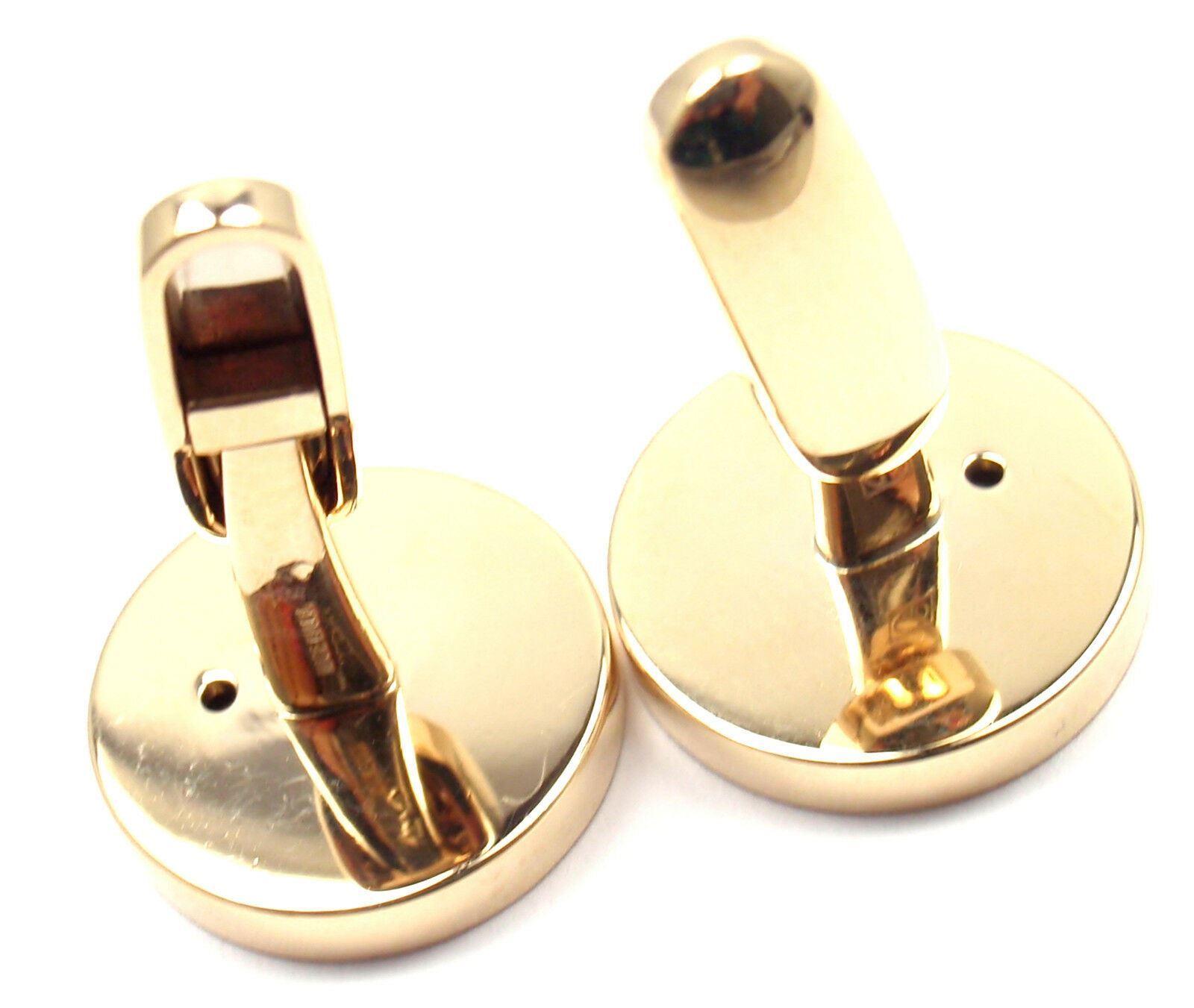Authentic! Bvlgari Bulgari 18k Yellow Gold Mother Of Pearl Cufflinks | Fortrove