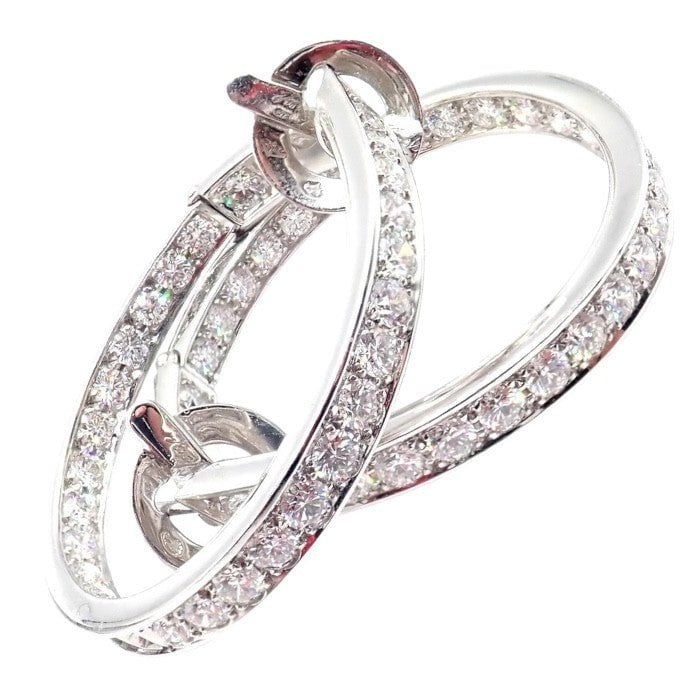 Van Cleef & Arpels Jewelry & Watches:Fine Jewelry:Earrings Authentic! Van Cleef & Arpels 18k White Gold Diamond Large Hoop Earrings