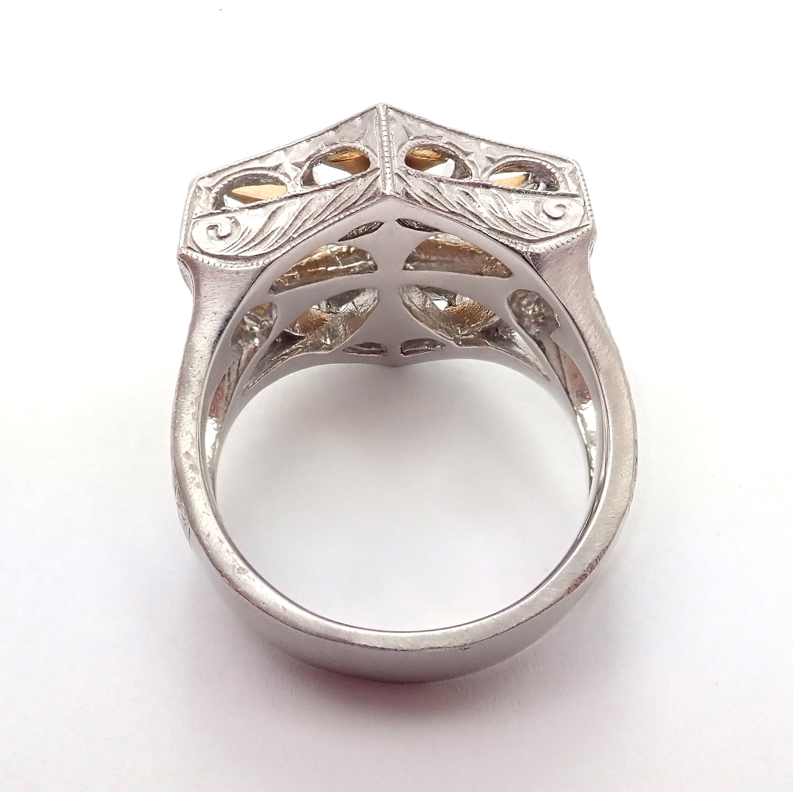 Authentic Loree Rodkin 18k White Yellow Gold Diamond Cross Shield Crest Ring | Fortrove