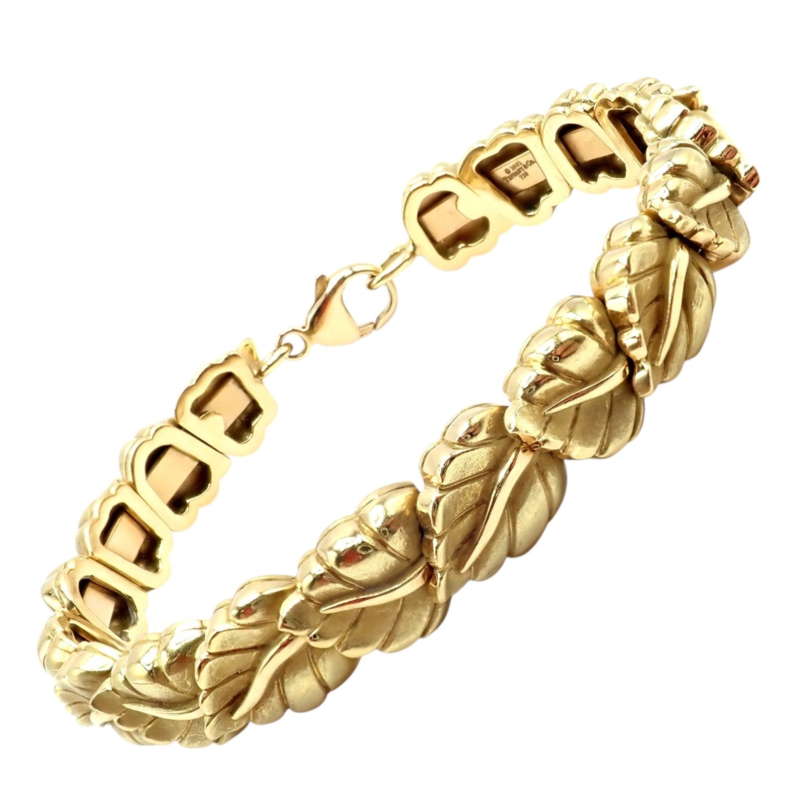 Vintage! Authentic Tiffany & Co Leaf 18k Yellow Gold Link Bracelet 2002 | Fortrove
