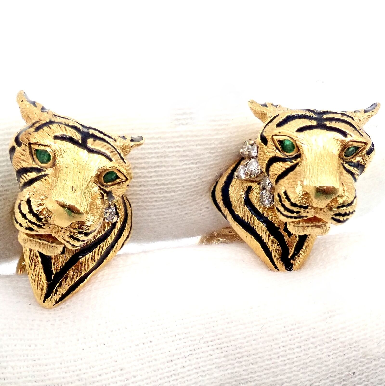 Antique top hand carved tiger cufflinks