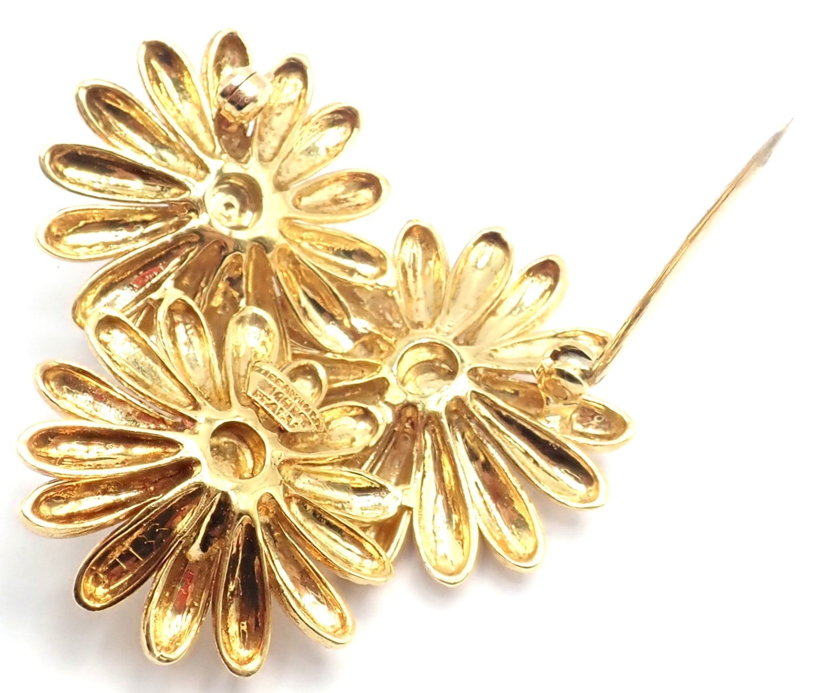 Vintage! Authentic Tiffany & Co. 18k Yellow Gold Sapphire Flower Pin Brooch | Fortrove
