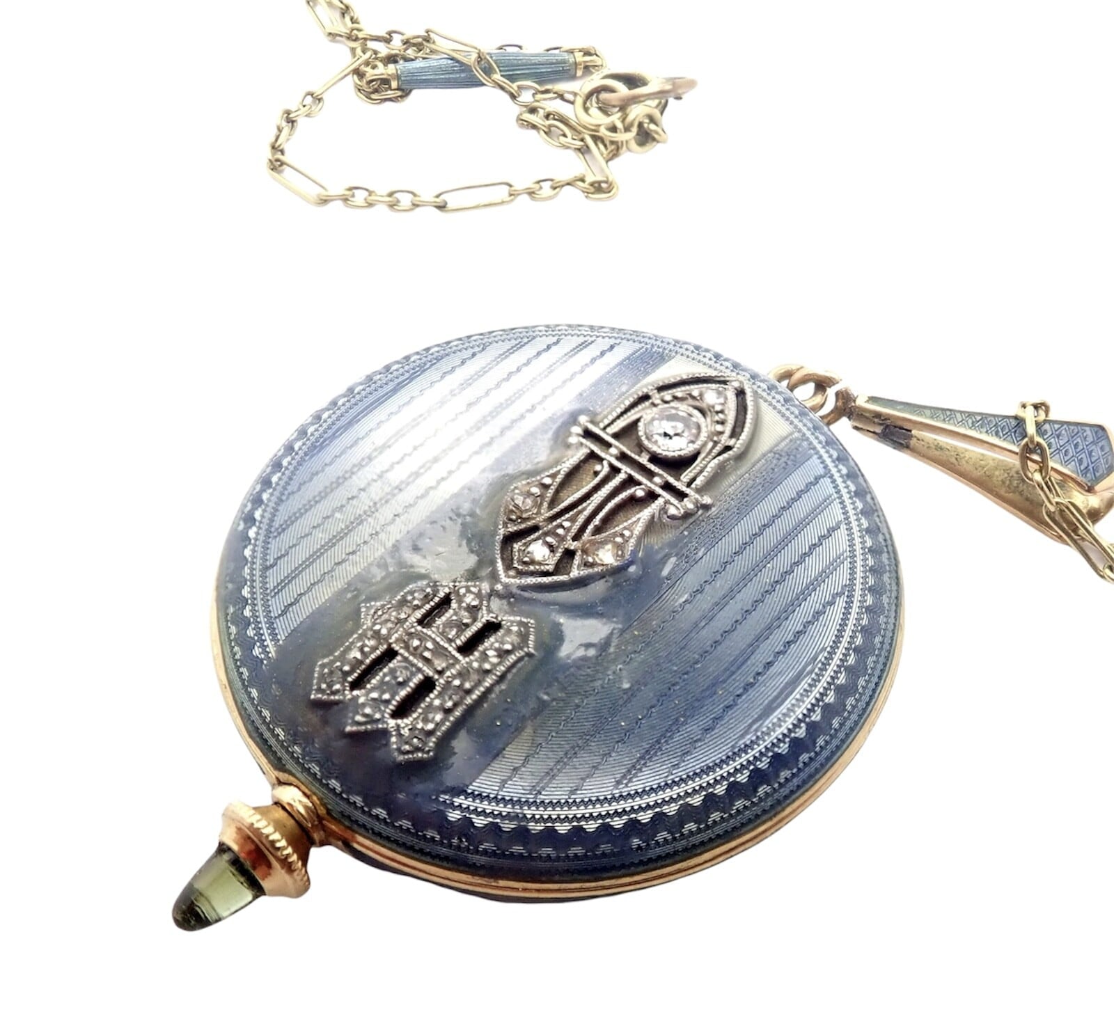 Tiffany & Co. Jewelry & Watches:Watches, Parts & Accessories:Watches:Other Watches Vintage JE Caldwell Longines 14k Yellow Gold Diamond Enamel 32" Pendant Watch