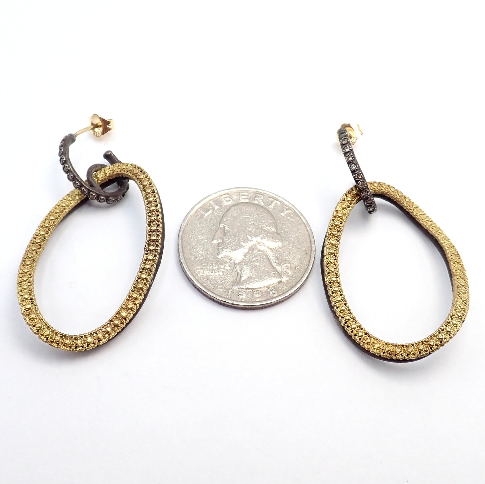 Armenta Jewelry & Watches:Fine Jewelry:Earrings Armenta 18k Yellow Gold & Blackened Sterling Silver Diamond Statement Earrings