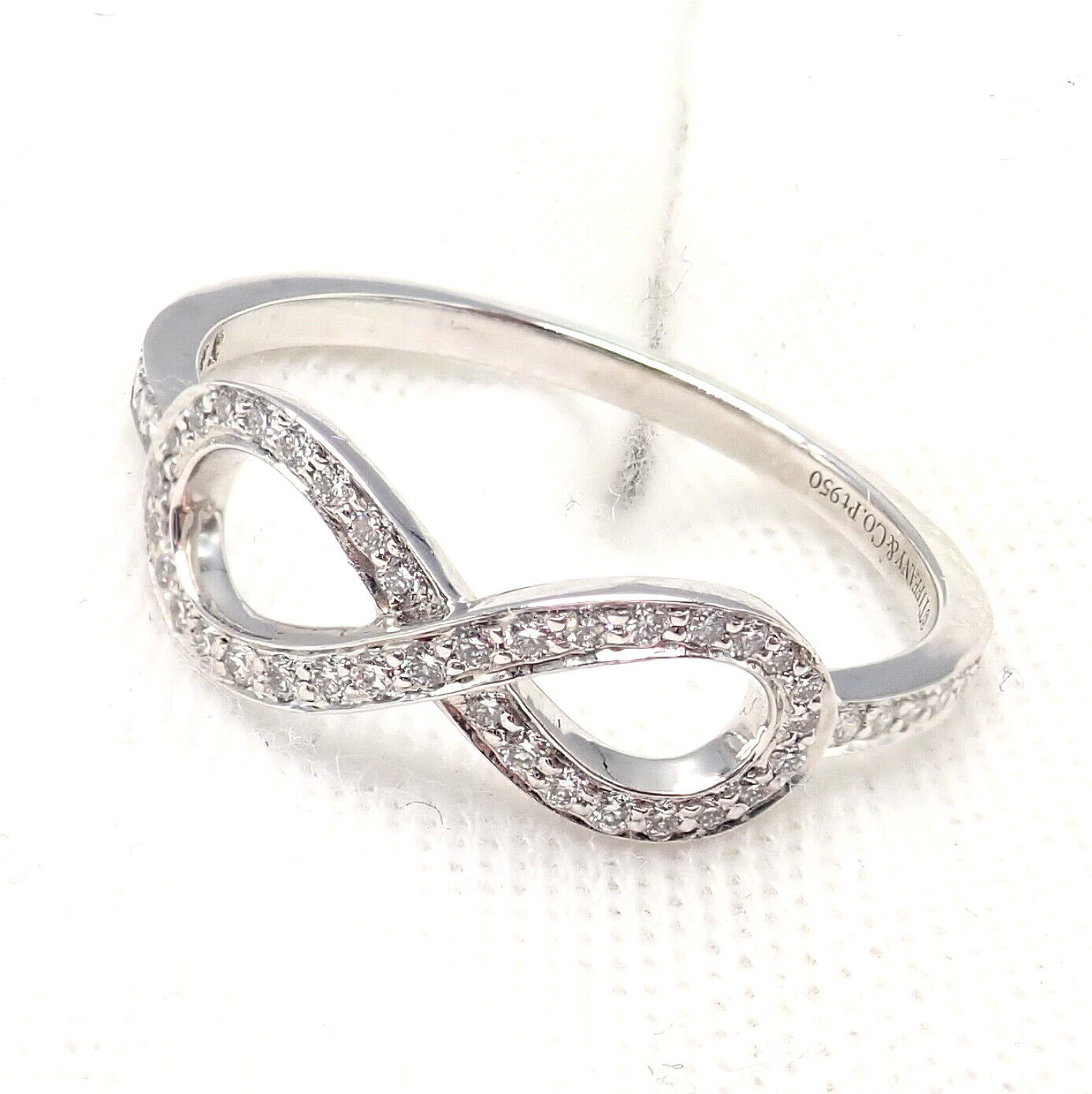 Tiffany & Co. Jewelry & Watches:Vintage & Antique Jewelry:Rings Tiffany & Co Platinum 0.12ct Diamond Infinity Stacking Ring sz 6.5