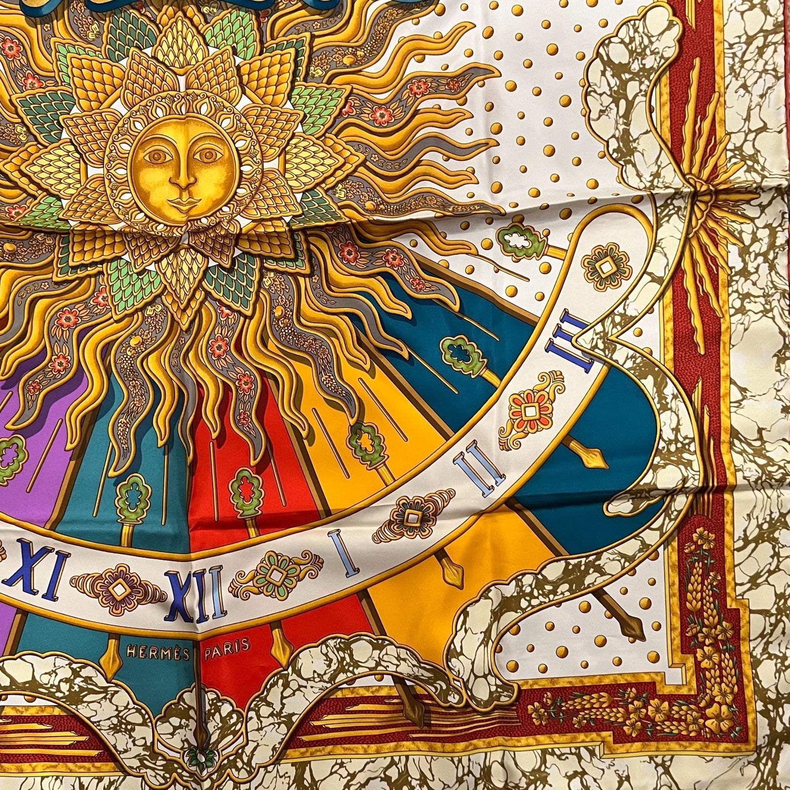 Hermes Clothing, Shoes & Accessories:Women:Women's Accessories:Scarves & Wraps Authentic Hermes Silk Carpe Diem 90 cm Scarf