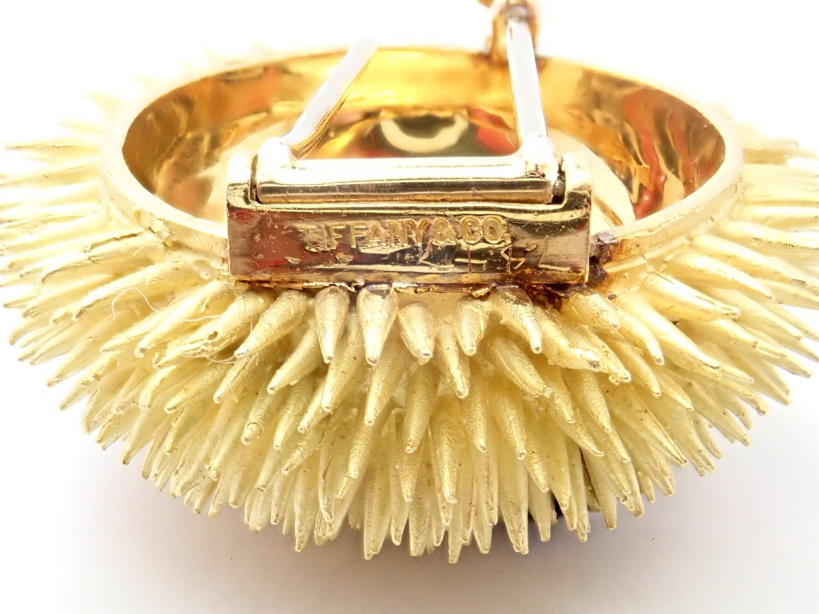 Tiffany & Co 18k Yellow Gold Sapphire Diamond Large Urchin Brooch Pin 1960's | Fortrove