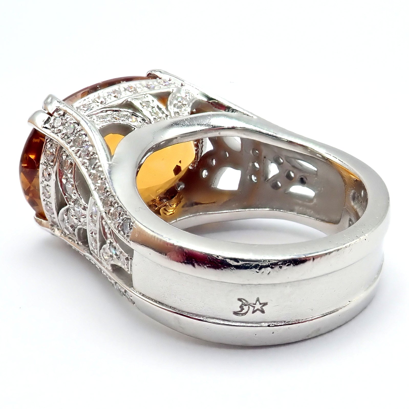 Kieselstein Cord Platinum 2.5ct Diamond Golden Citrine Cockatil Ring 1999 sz 6.5 | Fortrove