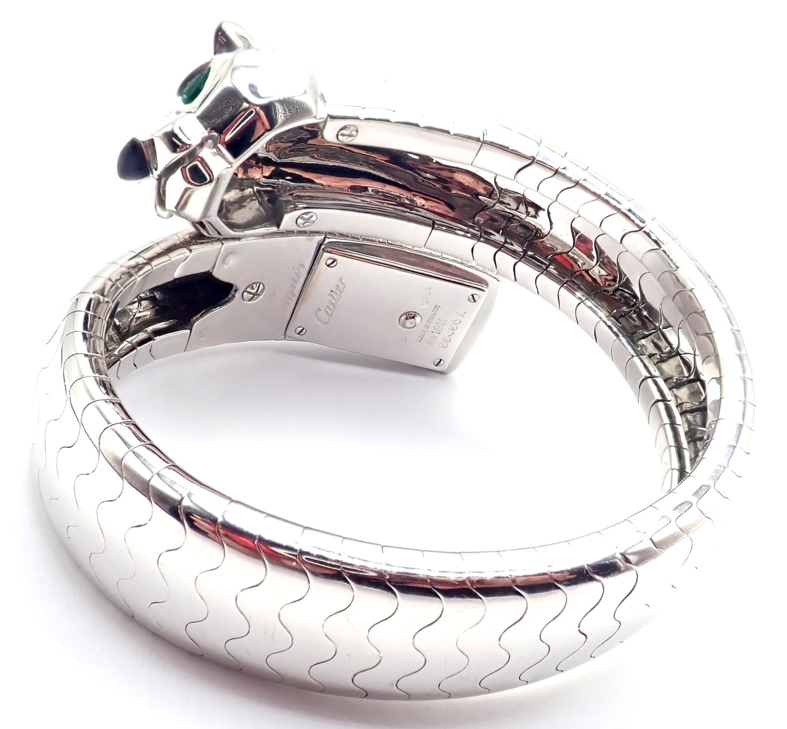Cartier Panther Panthere 18k White Gold Lakarda Bangle Bracelet Watch Paper | Fortrove