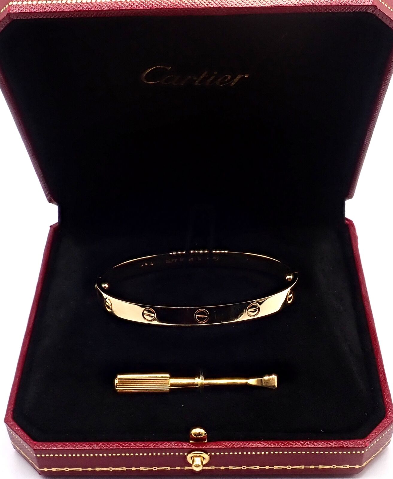 Authentic! Cartier 18k Yellow Gold Love Bangle Bracelet Size 19 Paper | Fortrove