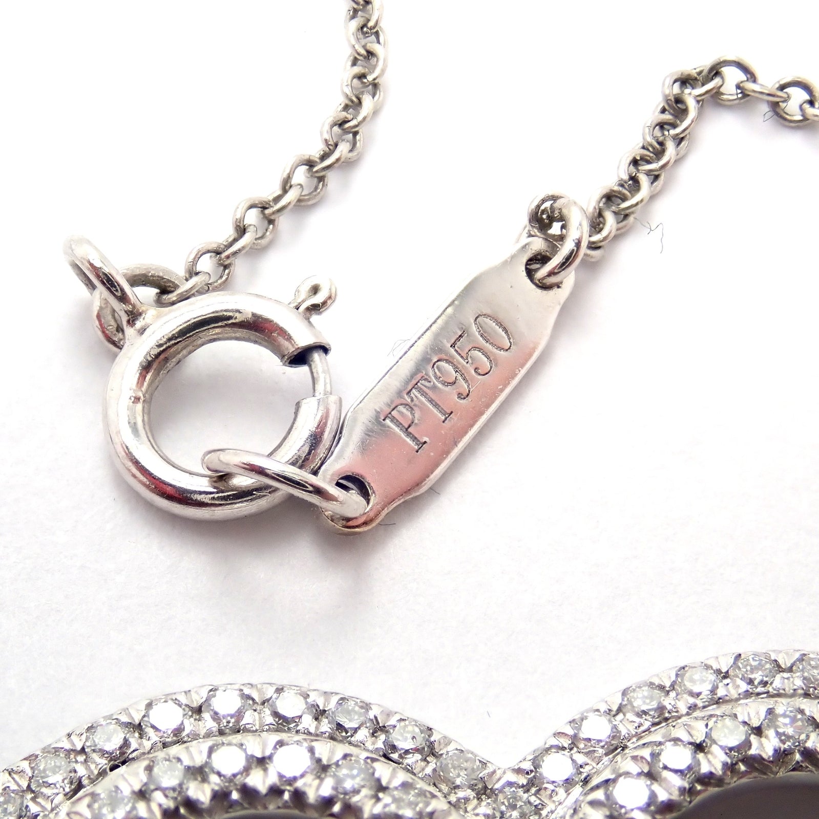 Tiffany & Co Platinum Diamond Heart Double Metro Medium Pendant Necklace | Fortrove