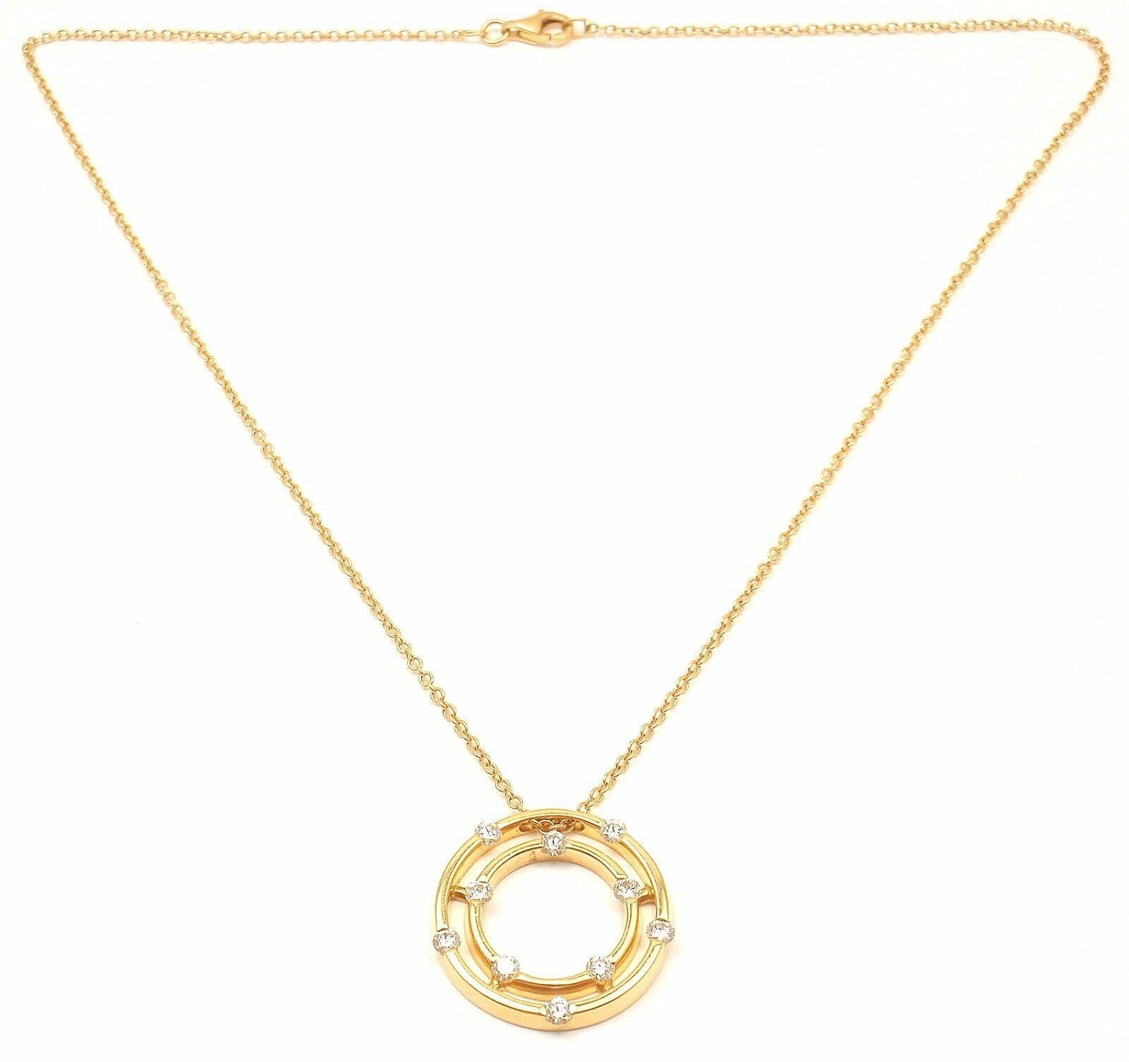 Roberto Coin Jewelry & Watches:Fine Jewelry:Necklaces & Pendants Authentic! Roberto Coin 18k Yellow Gold Double Hoop Diamond Pendant Necklace