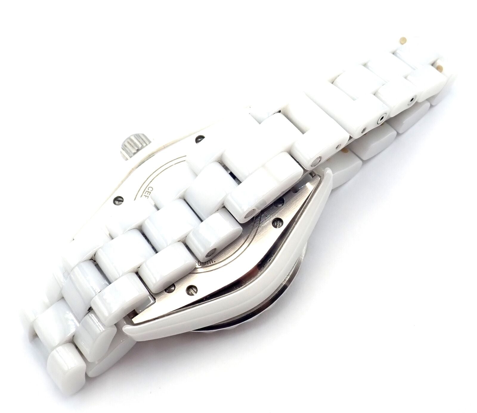 CHANEL Jewelry & Watches:Watches, Parts & Accessories:Watches:Wristwatches Authentic! Chanel J12 White Ceramic 33mm Automatic Diamond Watch DN23788