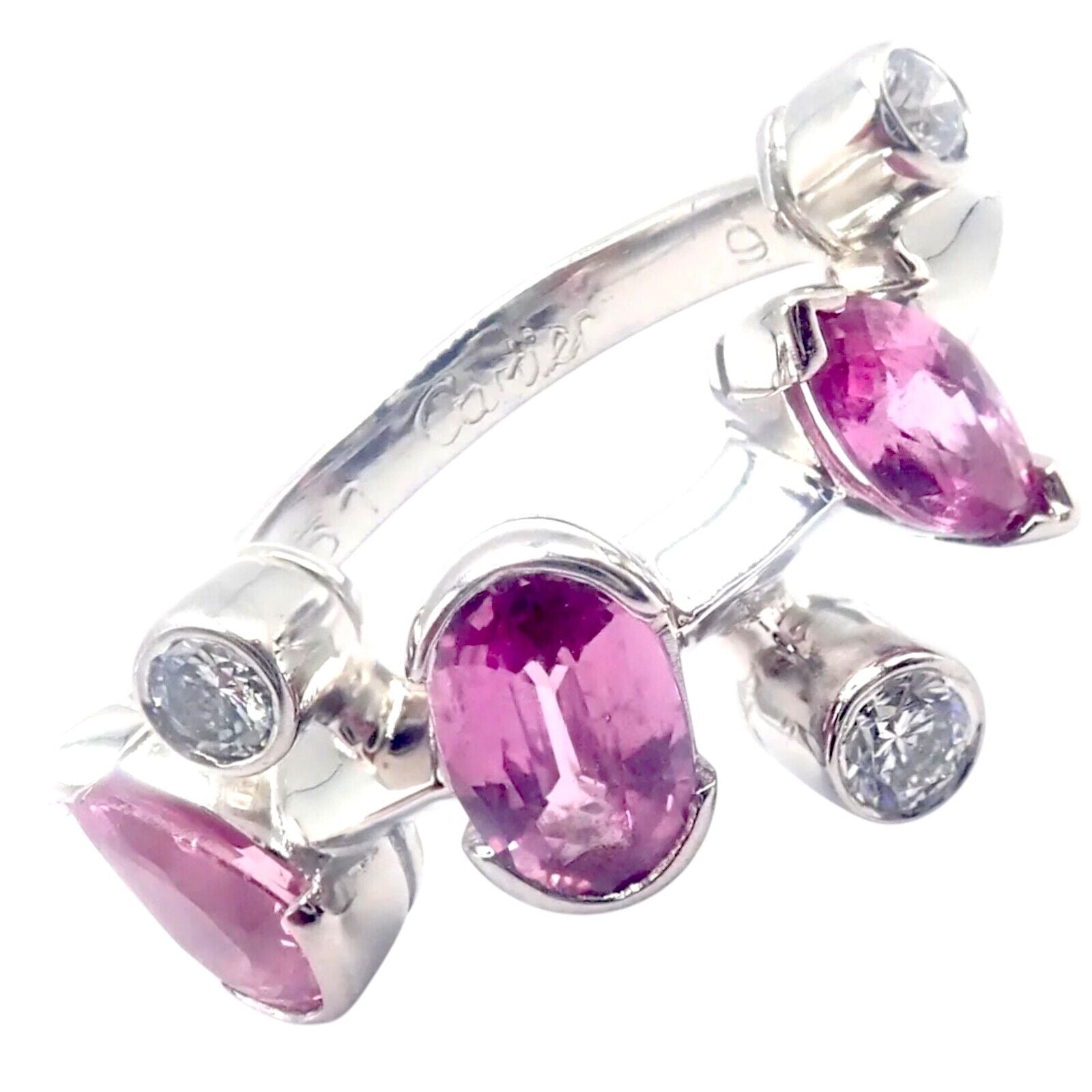 Authentic! Cartier Meli Melo Platinum Diamond Pink Sapphire Band Ring Cert. | Fortrove