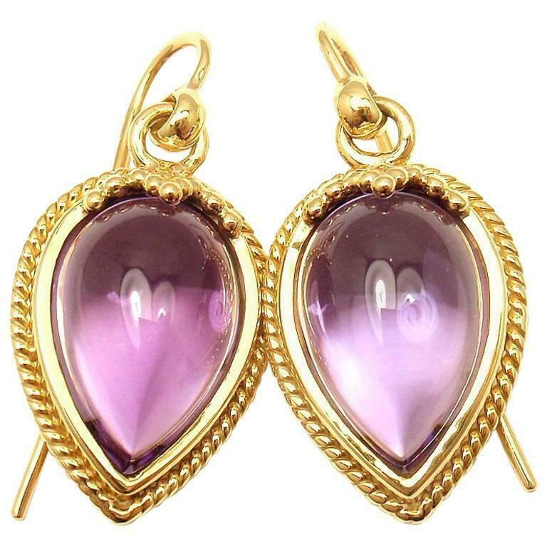 New! Authentic Temple St. Clair 18k Yellow Gold Chinese Bead Amethyst Earrings | Fortrove