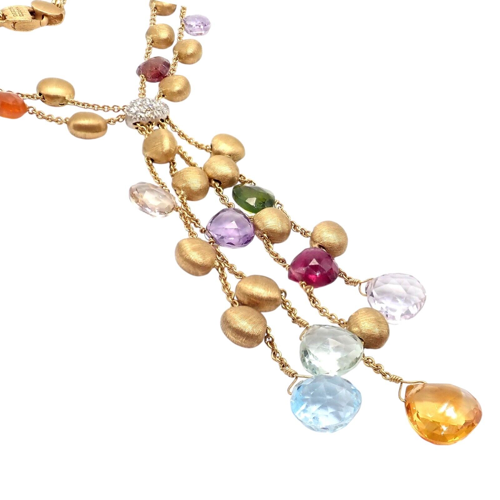 Authentic! Marco Bicego 18k Yellow Gold Paradise Gemstone Diamond Necklace | Fortrove