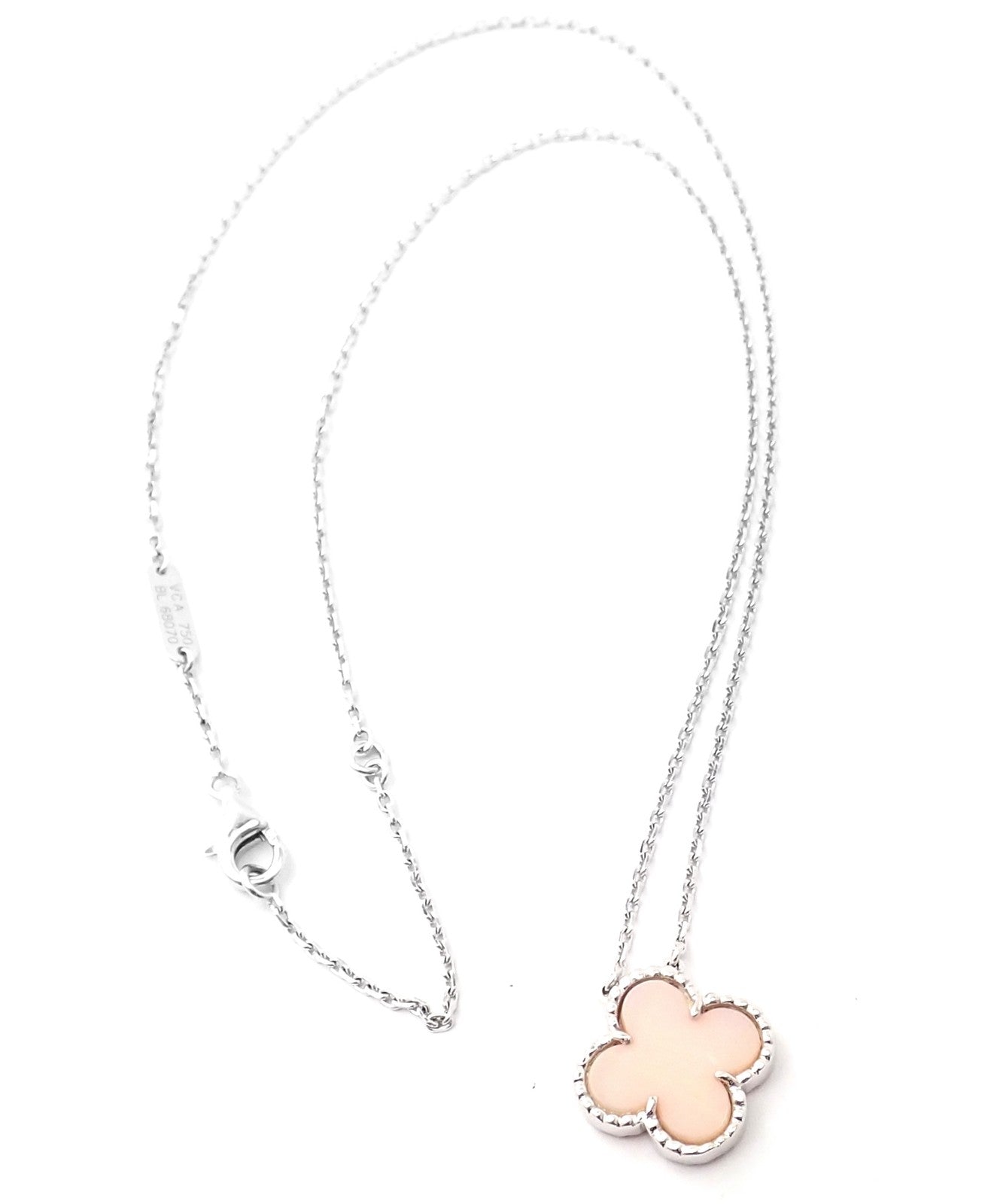 Van Cleef & Arpels Jewelry & Watches:Fine Jewelry:Necklaces & Pendants Authentic! Van Cleef & Arpels Alhambra 18k White Gold Pink Opal Pendant Necklace