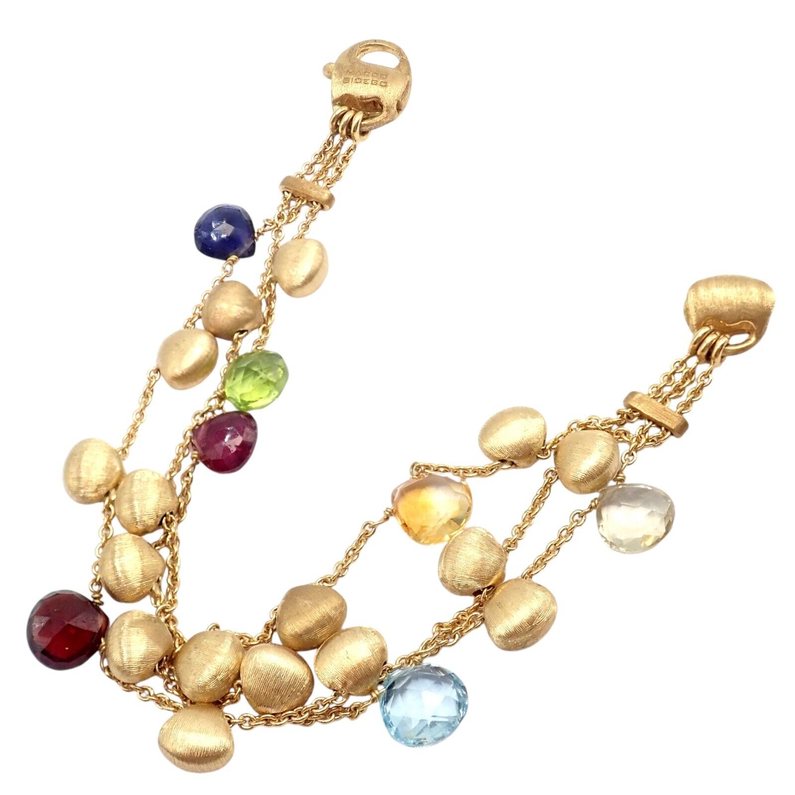 Marco Bicego Jewelry & Watches:Fine Jewelry:Bracelets & Charms Authentic! Marco Bicego 18k Yellow Gold Paradise  Multicolor Gems 3 Row Bracelet