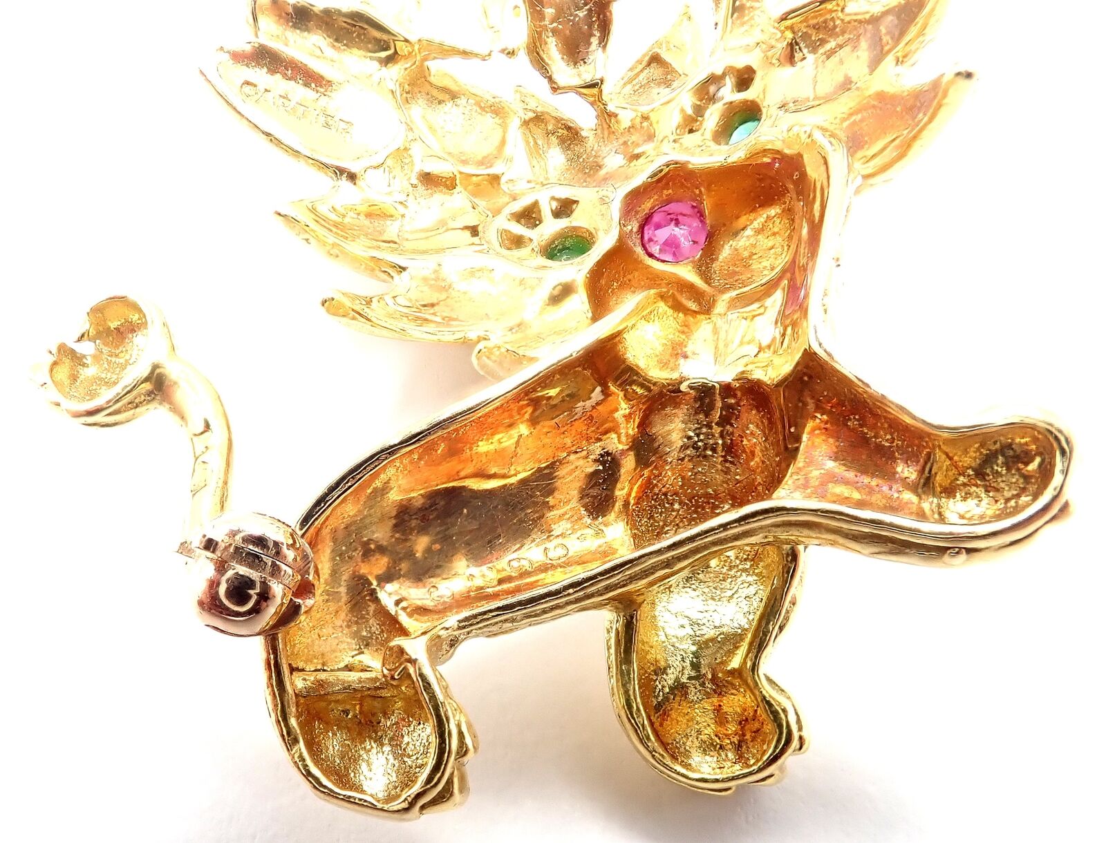 Cartier Jewelry & Watches:Fine Jewelry:Brooches & Pins Authentic! Cartier Whimsical Dragon Lion 18k Yellow Gold Diamond Ruby Pin Brooch