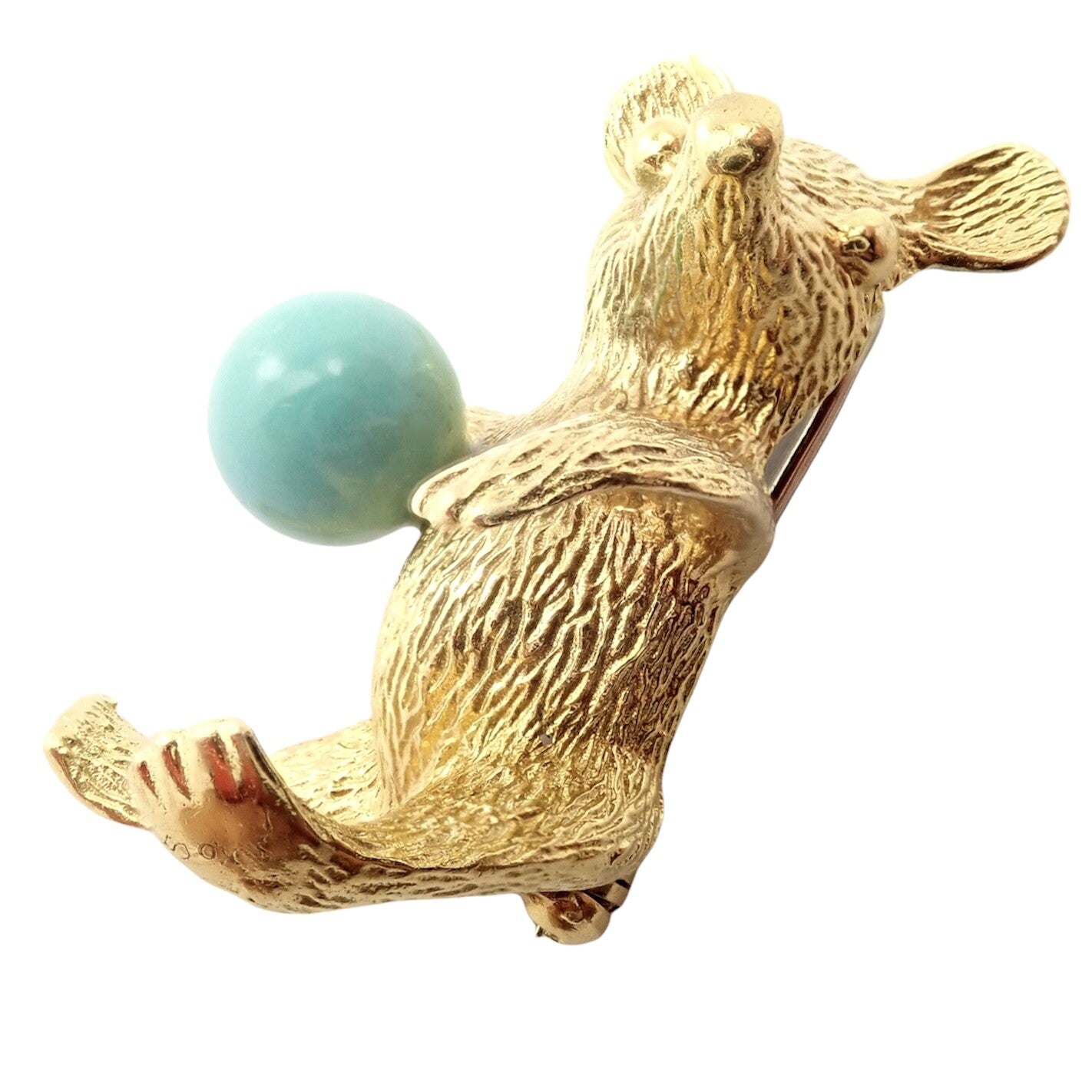 Cartier Jewelry & Watches:Fine Jewelry:Brooches & Pins Rare! Authentic Cartier Germany 18k Yellow Gold Turquoise Bear Pin Brooch