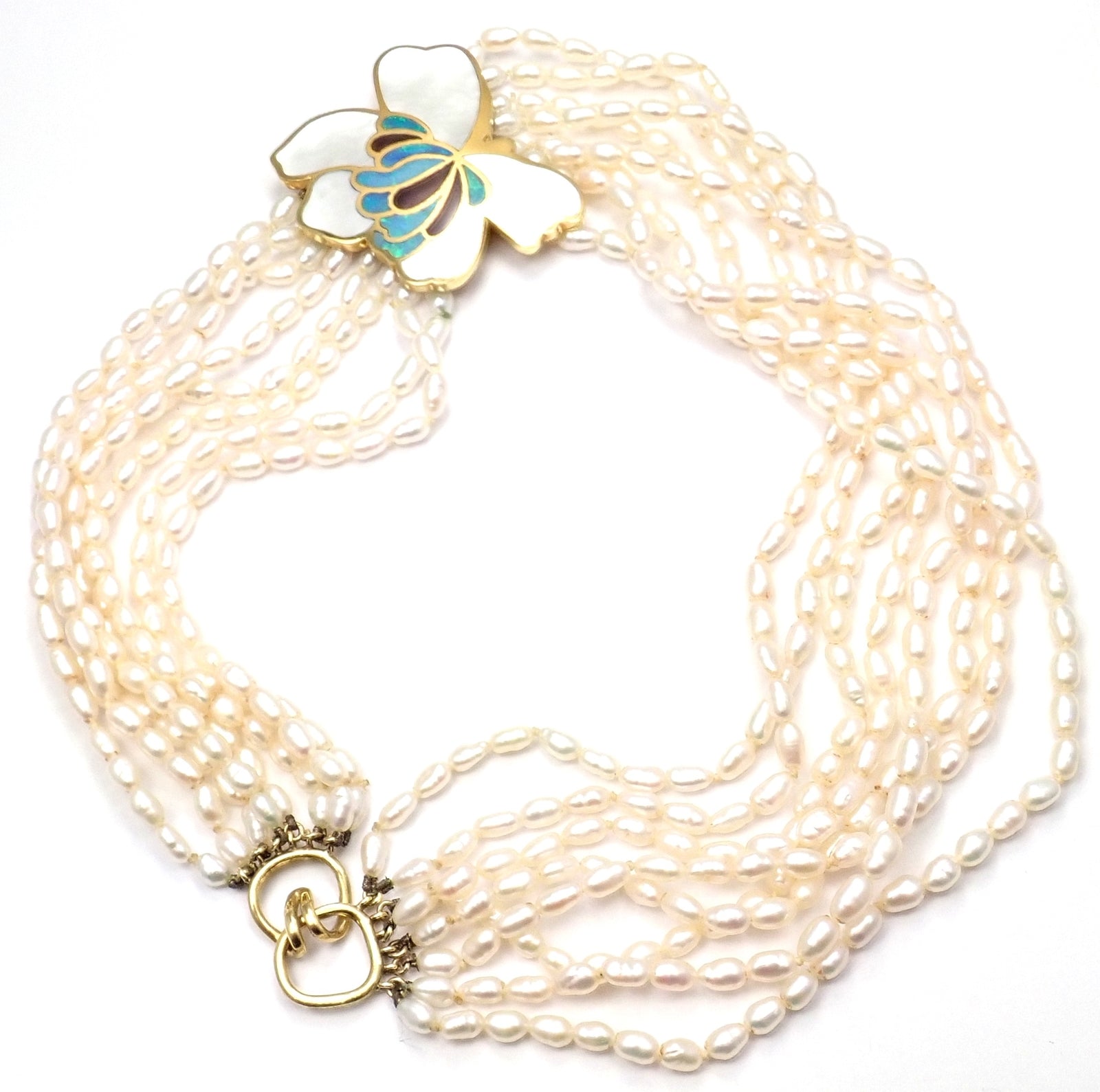 Authentic! Tiffany & Co 18k Yellow Gold Inlaid Mother Of Pearl Flower Necklace | Fortrove
