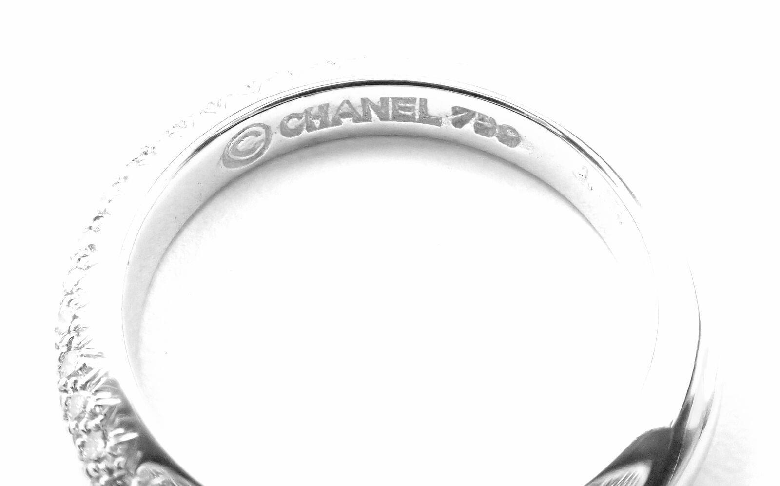 Authentic! Chanel 18k White Gold Diamond Band Ring | Fortrove