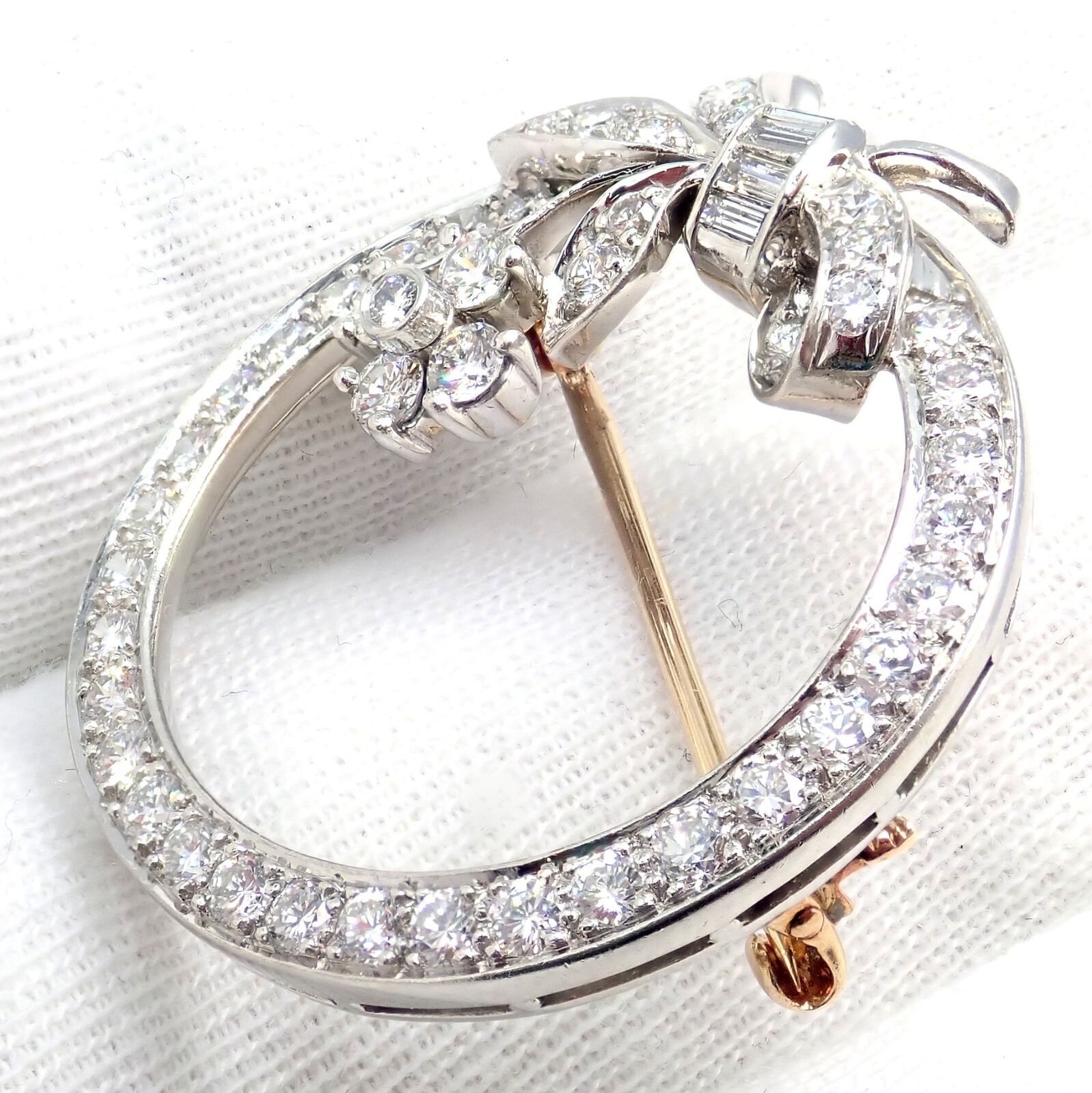 Rare! Authentic Tiffany & Co. Circle Platinum 2.1ct Diamond Pin Brooch 1920's | Fortrove