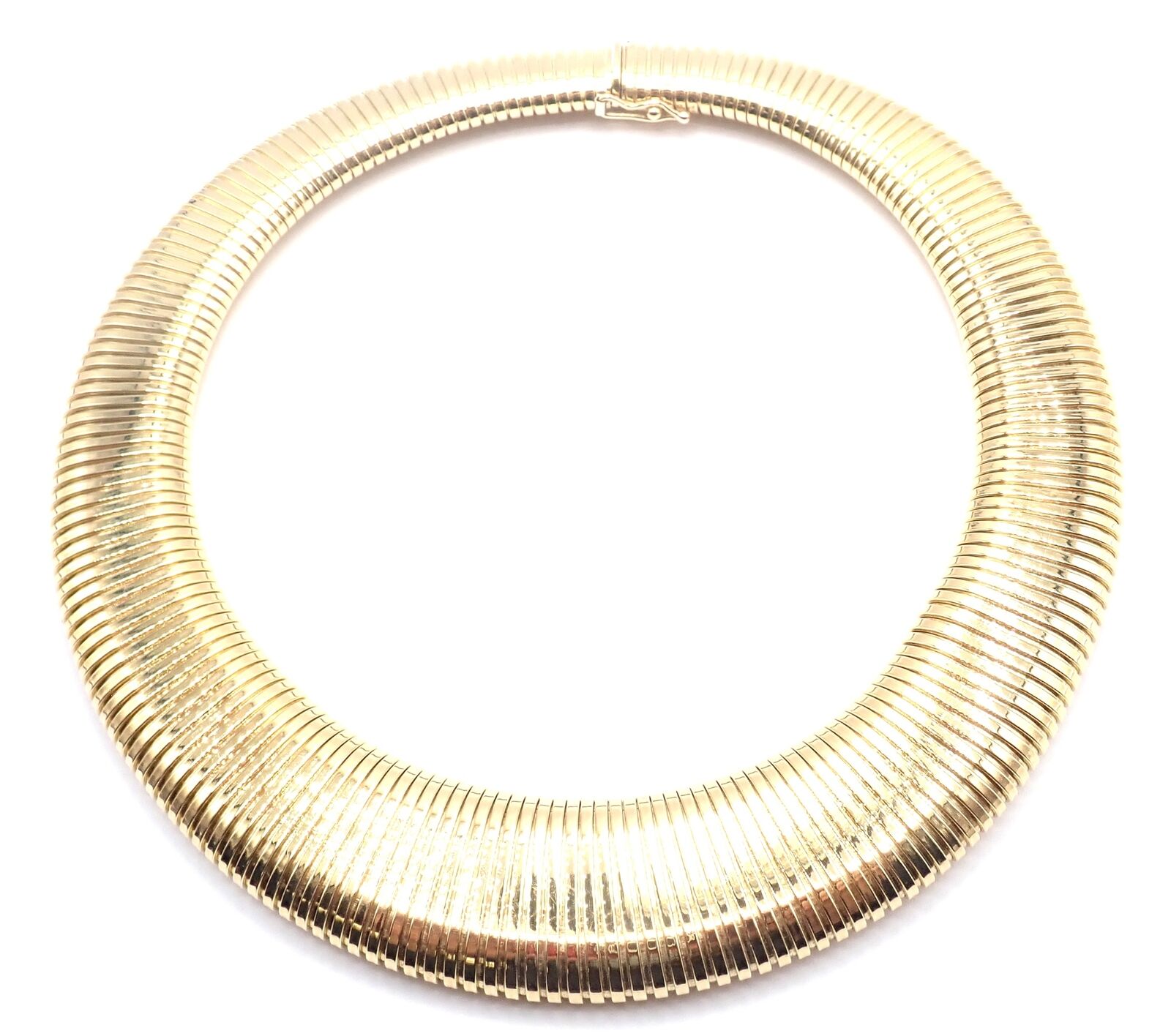 Authentic! Vintage Cartier Tubogas 18k Yellow Gold Wide Necklace | Fortrove
