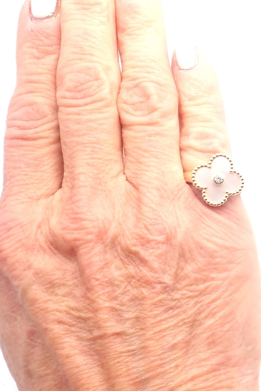 Van Cleef & Arpels Jewelry & Watches:Fine Jewelry:Rings Van Cleef & Arpels Vintage Alhambra 18k Yellow Gold Mother Of Pearl Diamond Ring