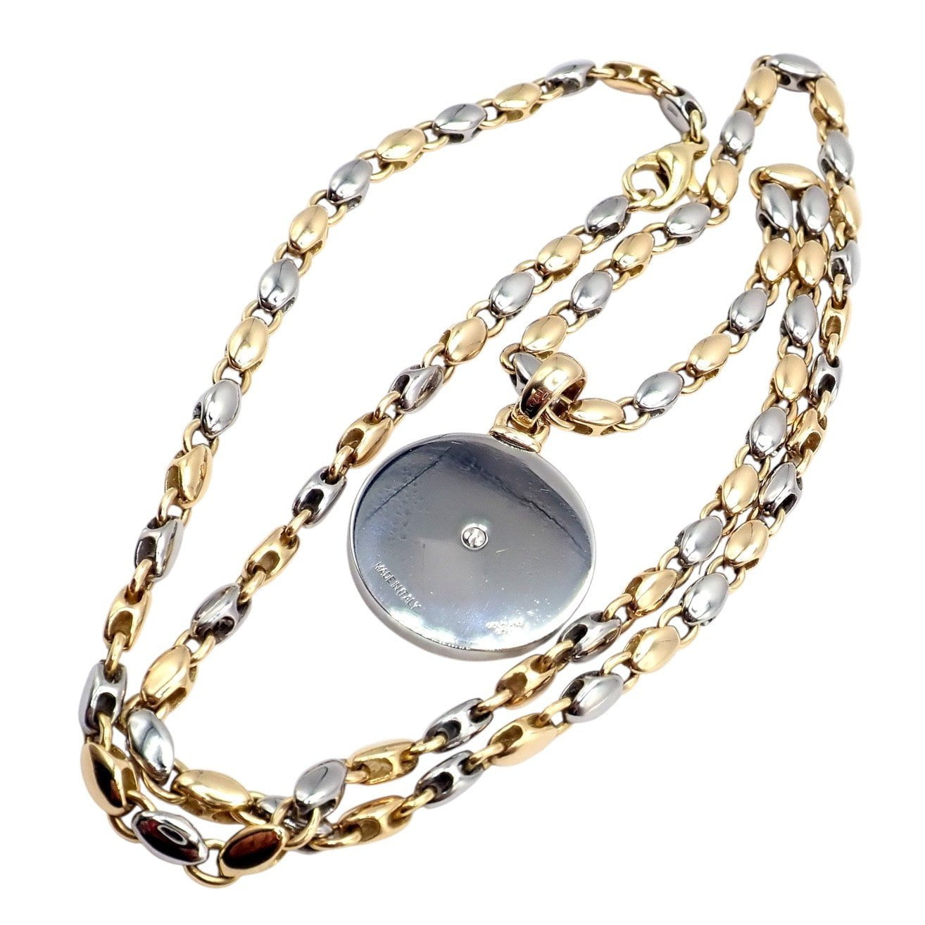 Authentic! Bulgari Bvlgari 18k Yellow Gold Steel Diamond Zodiac Pendant Necklace | Fortrove