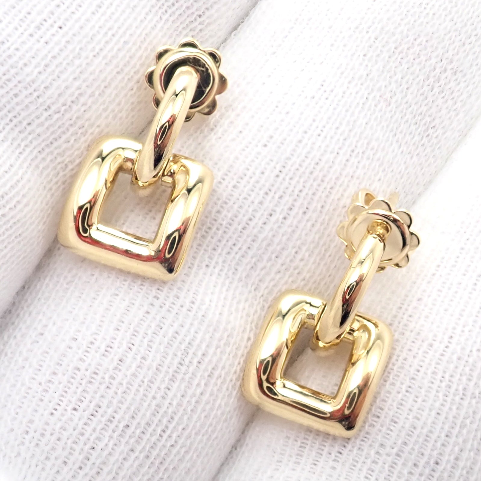 Rare! Authentic Vintage Tiffany & Co 18k Yellow Gold Square Earrings 2001 | Fortrove