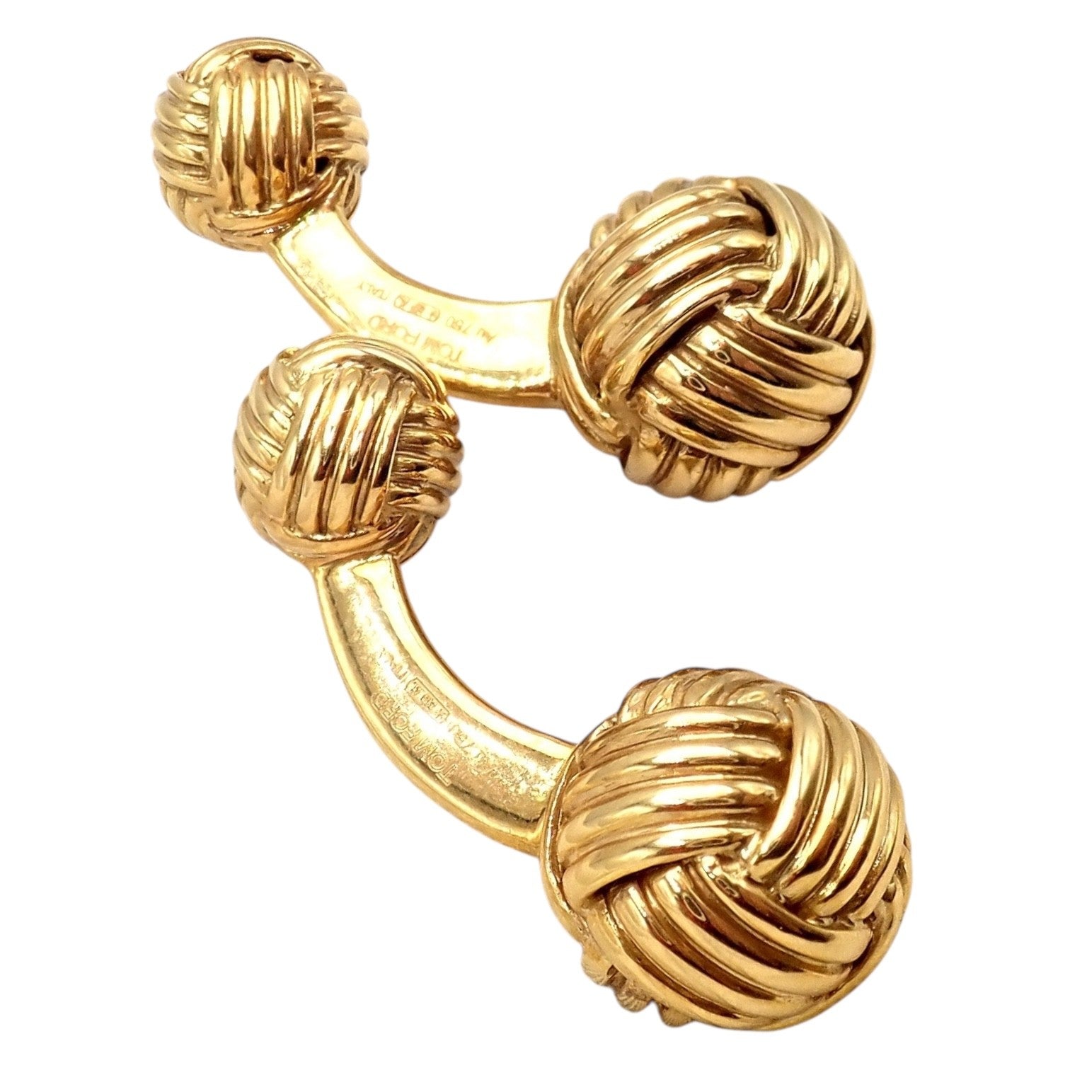 Authentic Tom Ford 18k Yellow Gold Signature Classic Rope Knot Cufflinks | Fortrove