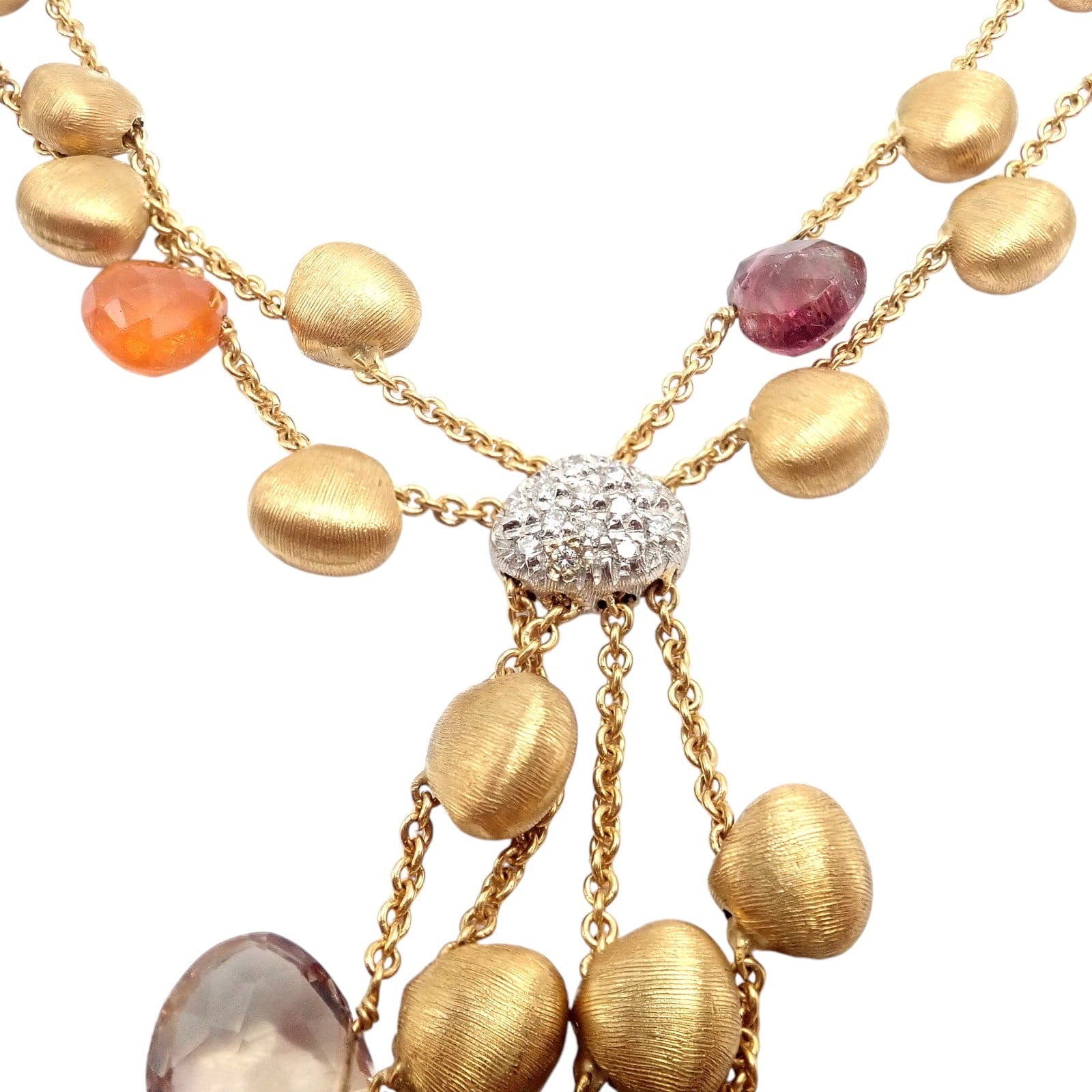 Authentic! Marco Bicego 18k Yellow Gold Paradise Gemstone Diamond Necklace | Fortrove