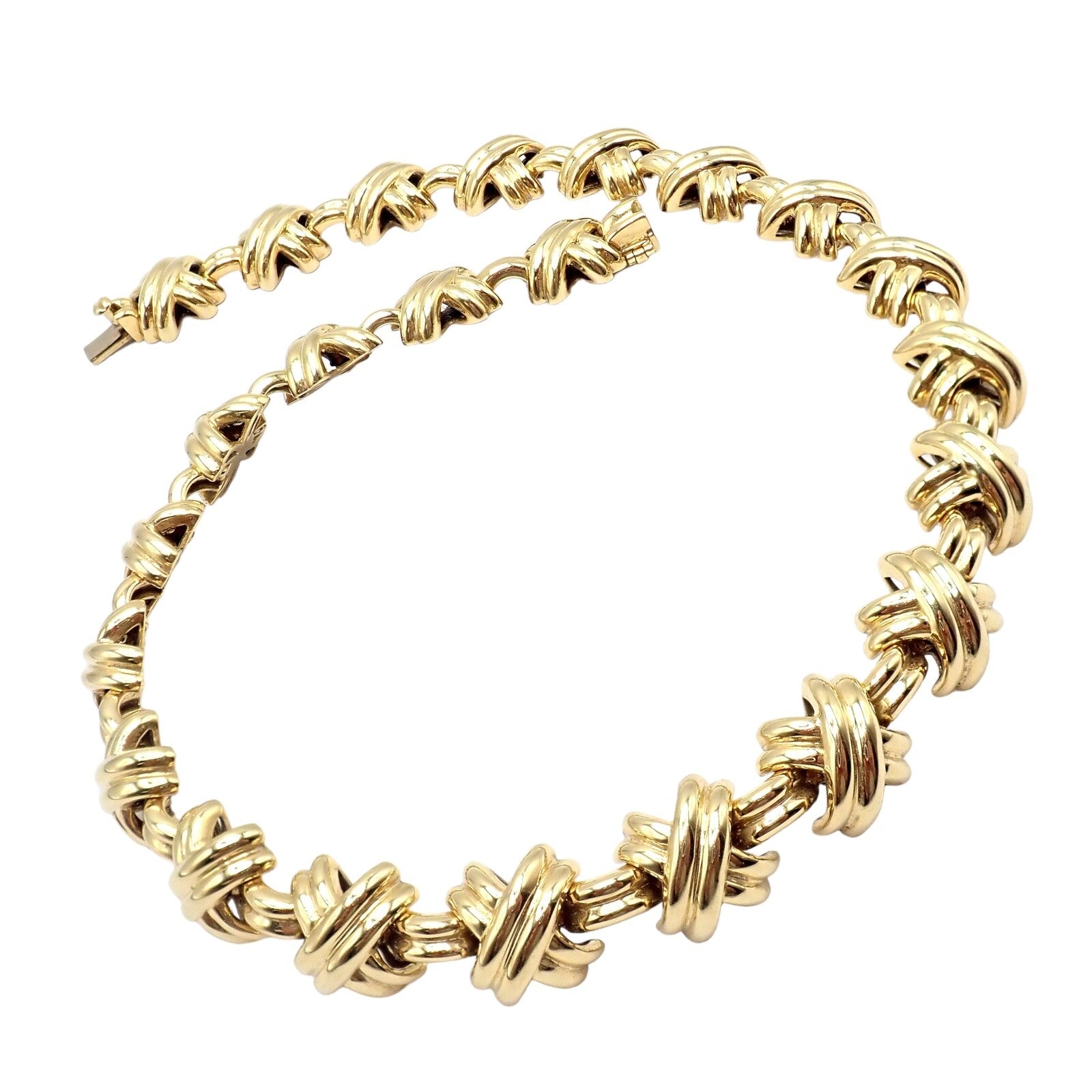 Vintage! Tiffany & Co. 18k Yellow Gold Large X Classic Signature Necklace | Fortrove