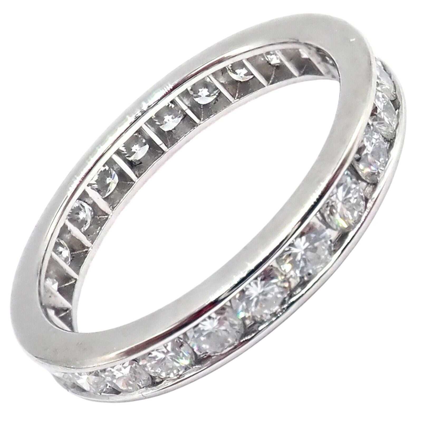 Tiffany & Co. Jewelry & Watches:Vintage & Antique Jewelry:Rings Tiffany & Co Platinum 0.80ct Diamond Full Circle Eternity 3mm Band Ring sz 4.5