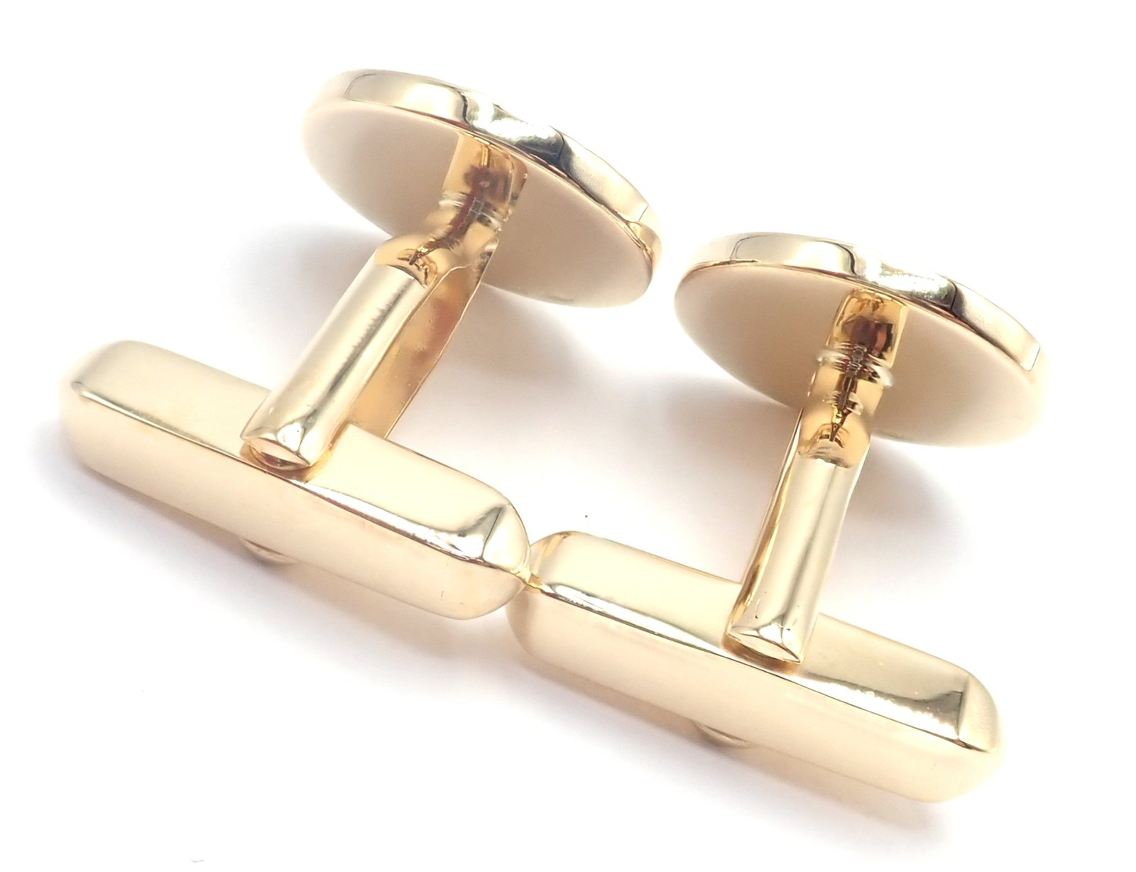 Authentic! Bvlgari Bulgari 18k Yellow Gold Lapis Lazuli Cufflinks