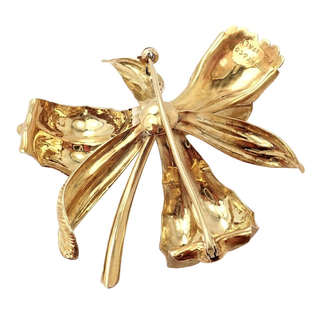 Vintage Tiffany & Co 18k Yellow Gold Large Orchid Calla Lily Pin Brooch 1950s | Fortrove