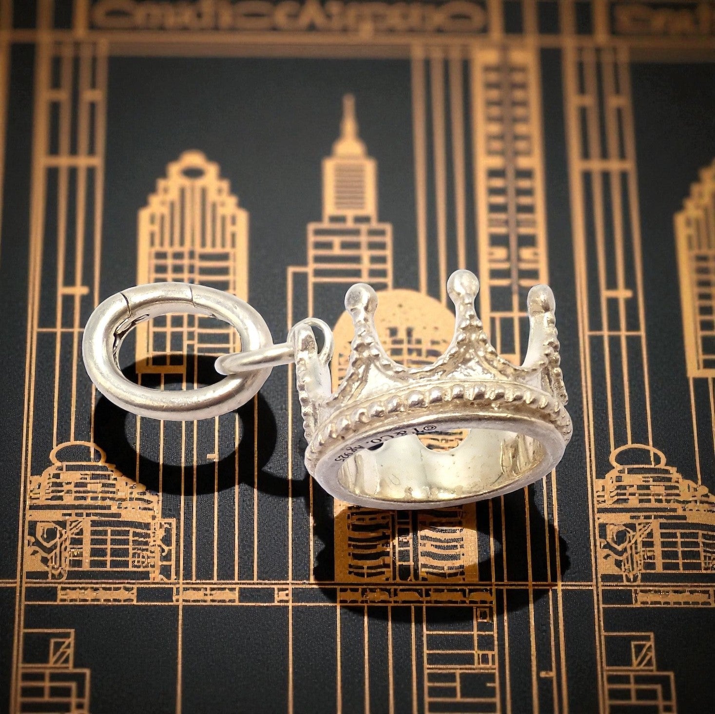 Tiffany & Co. Princess Crown Silver Charm Pendant + Oval Jump Ring