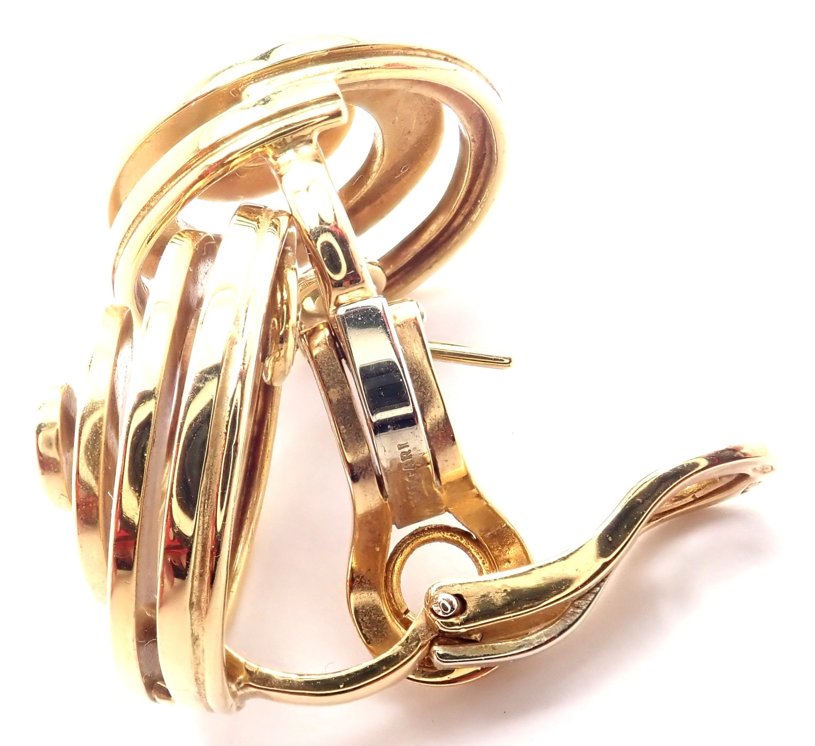 Authentic! Vintage BULGARI BULGARI 18k Yellow Gold Swirl Earrings | Fortrove