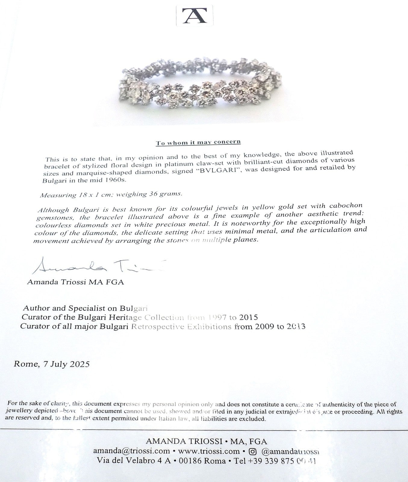 Authentic! Vintage Bvlgari Bulgari Platinum 38ct Diamond Floral Bracelet Paper | Fortrove