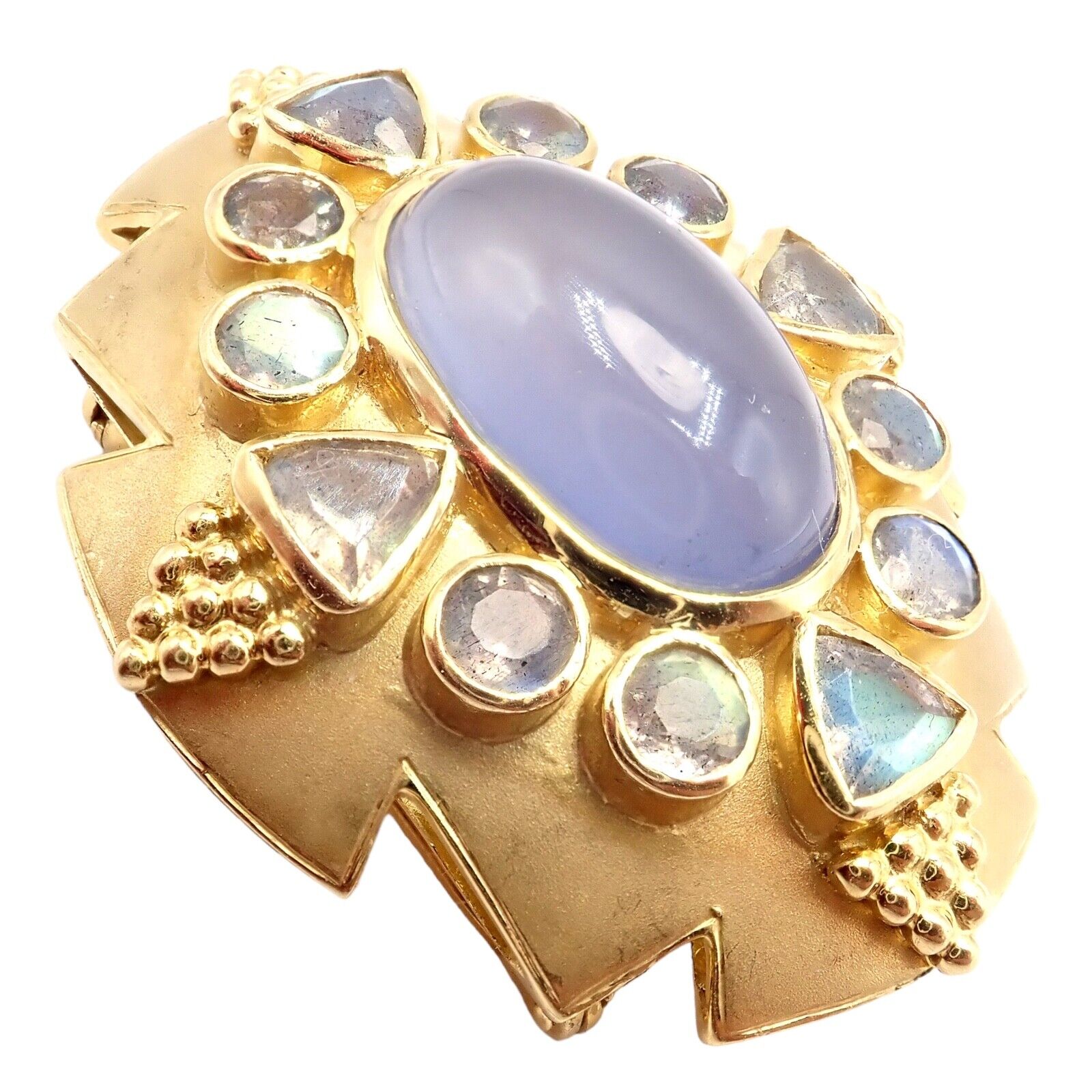 Paula Crevoshay 18k Gold Set Moonstone Chalcedony Brooch Bracelet Necklace OOAK | Fortrove