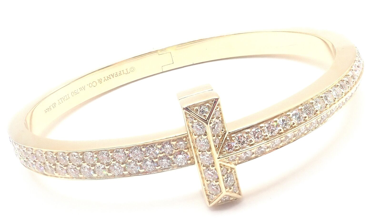 Tiffany & Co. Jewelry & Watches:Fine Jewelry:Bracelets & Charms Authentic! Tiffany & Co 18k Yellow Gold Diamond T1 Wide Hinged Bangle Bracelet