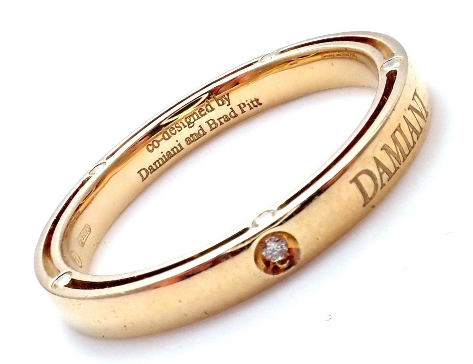 New! Authentic Damiani Brad Pitt 18k Yellow Gold Diamond 3mm Band Ring Sz 10.5 | Fortrove