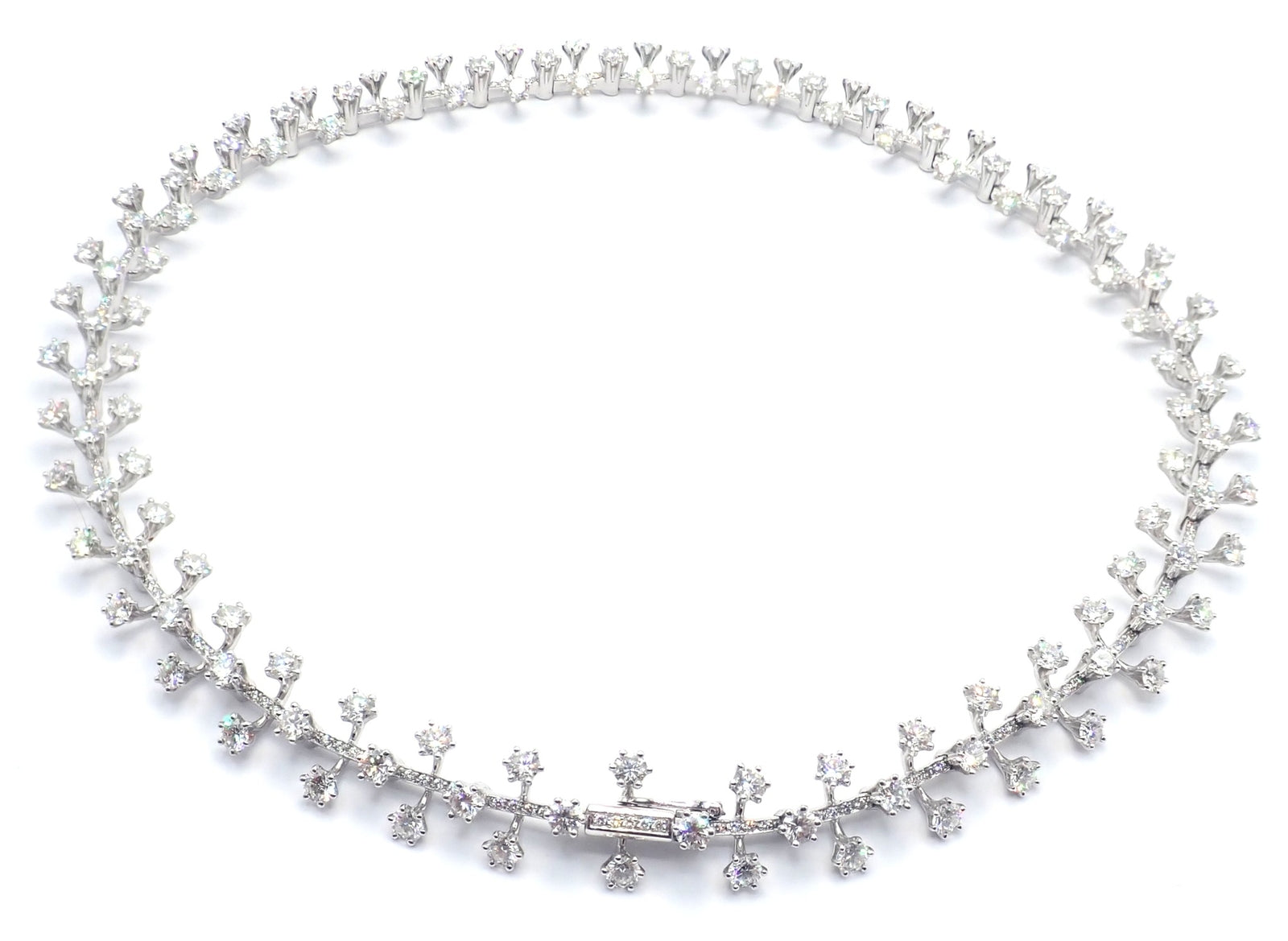 Authentic Tiffany & Co Spray Platinum Diamond Necklace Earrings Set Paper France | Fortrove