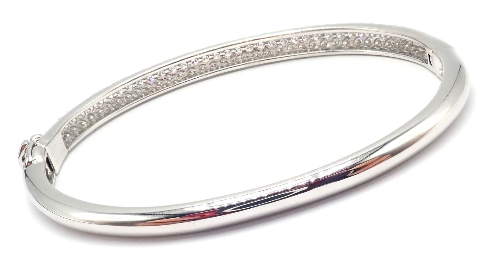 Authentic! Van Cleef & Arpels Eve 18k White Gold Diamond Bangle Bracelet Paper | Fortrove