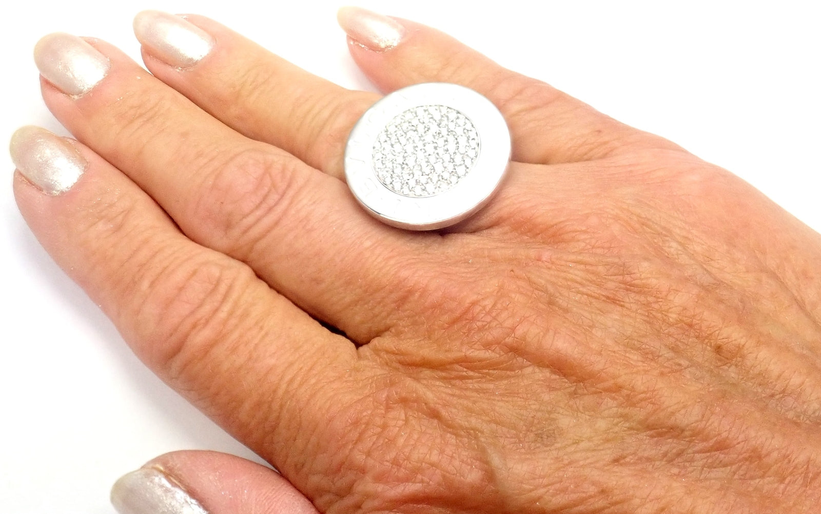 Rare! Authentic Bvlgari Bulgari 18k White Gold Diamond Ring | Fortrove