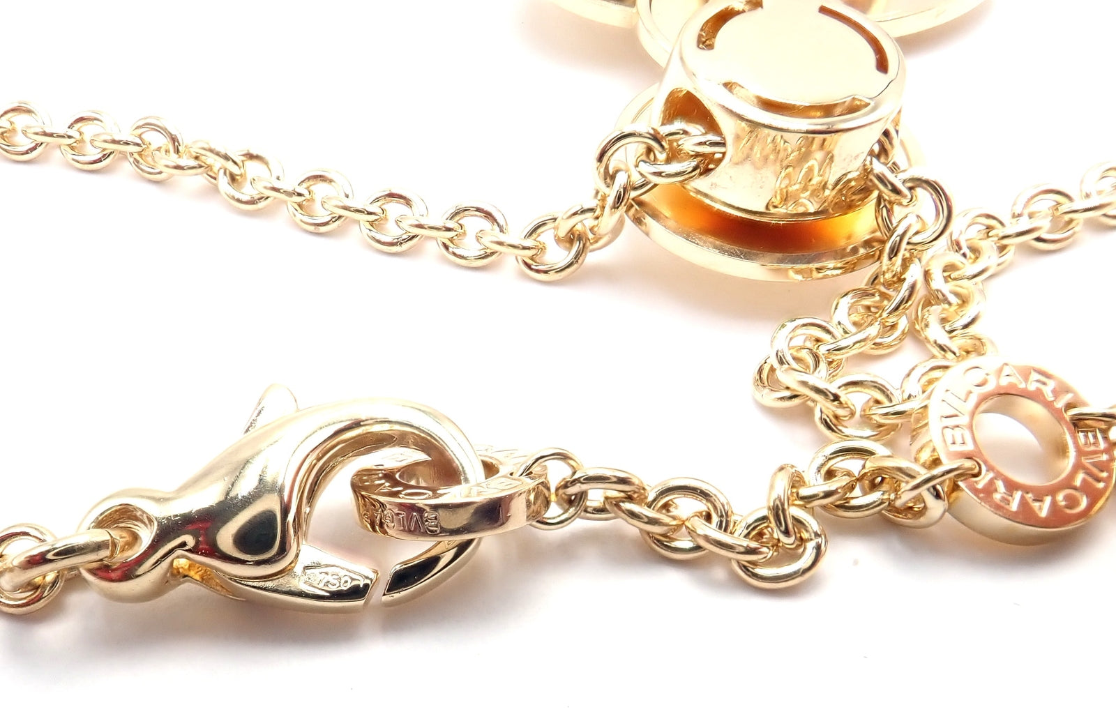 Authentic! Bulgari Bvlgari Cicladi 18k Yellow Gold Large Pendant Link Necklace | Fortrove